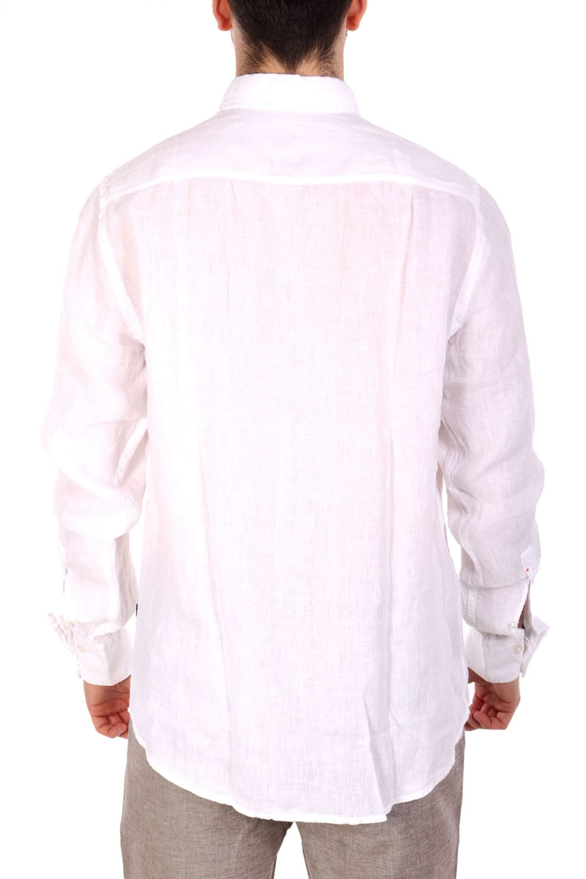 BOSS CASUAL ΠΟΥΚΑΜΙΣΟ ΛΙΝΟ REGULAR FIT RELEGANT 6 M ΛΕΥΚΟ