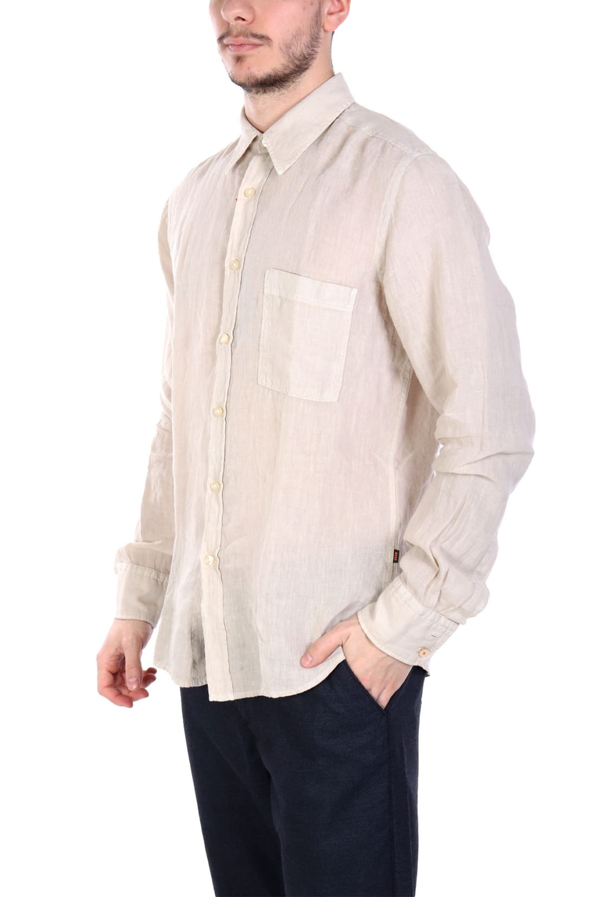 BOSS CASUAL ΠΟΥΚΑΜΙΣΟ ΛΙΝΟ REGULAR FIT RELEGANT 6 M ΜΠΕΖ