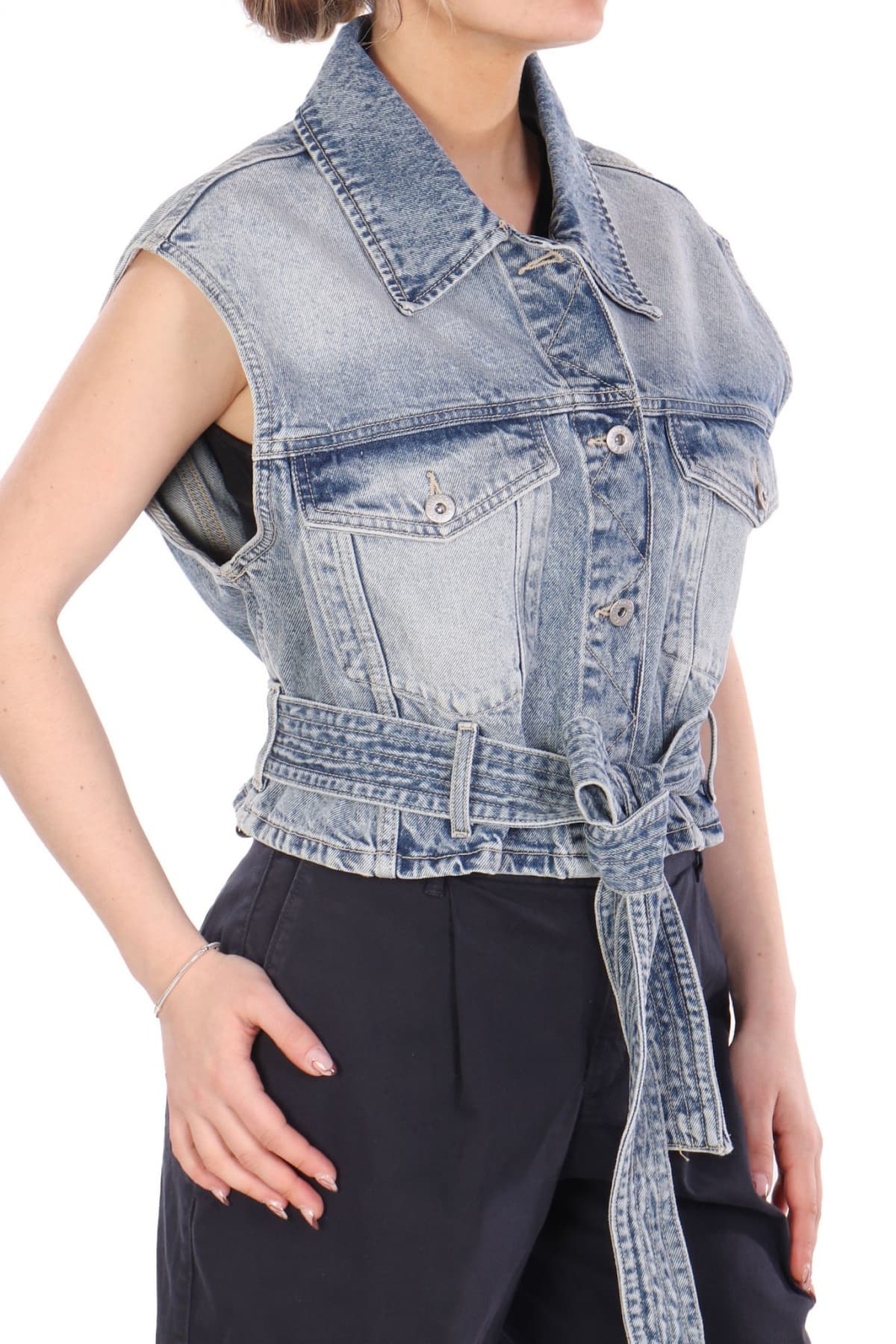 HUGO BLUE JACKET JEANS GARMONIA_B ΑΜΑΝΙΚΟ ΜΕ ΖΩΝΗ ΜΠΛΕ