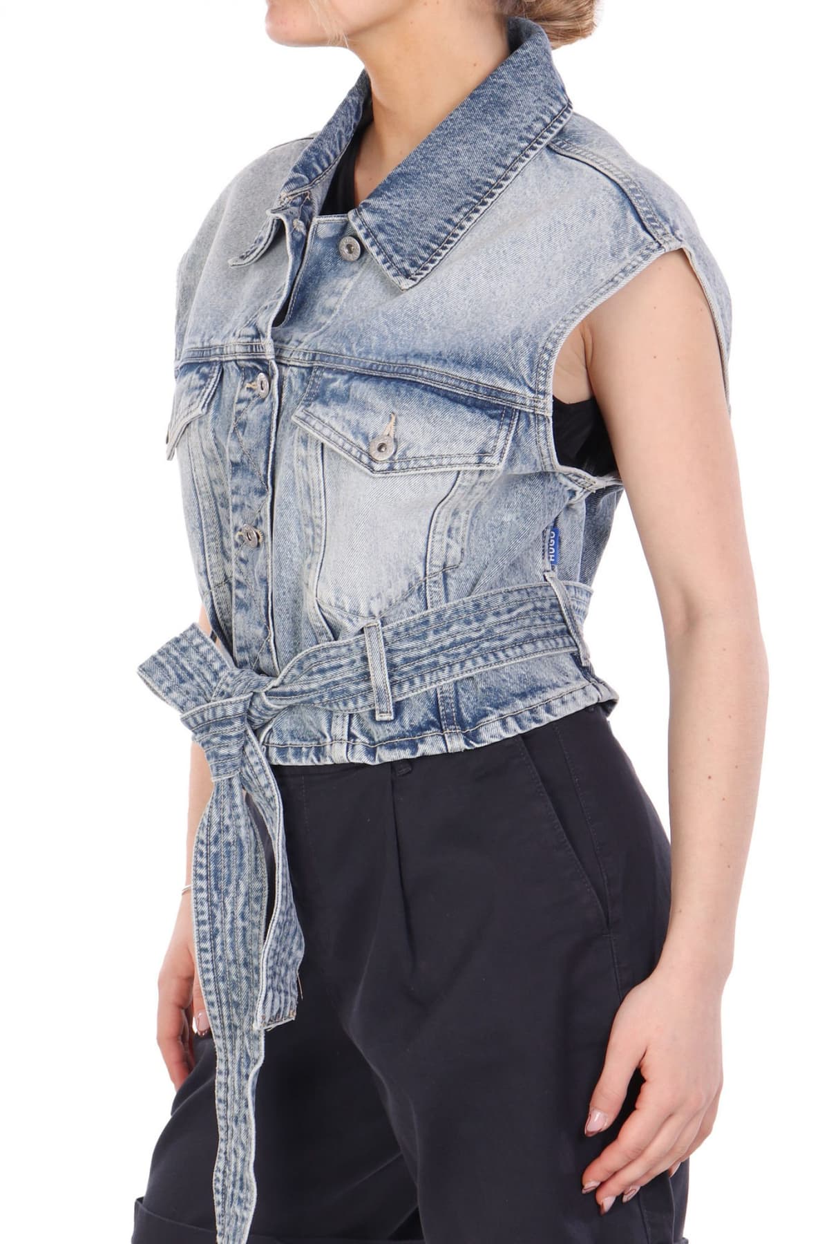 HUGO BLUE JACKET JEANS GARMONIA_B ΑΜΑΝΙΚΟ ΜΕ ΖΩΝΗ ΜΠΛΕ