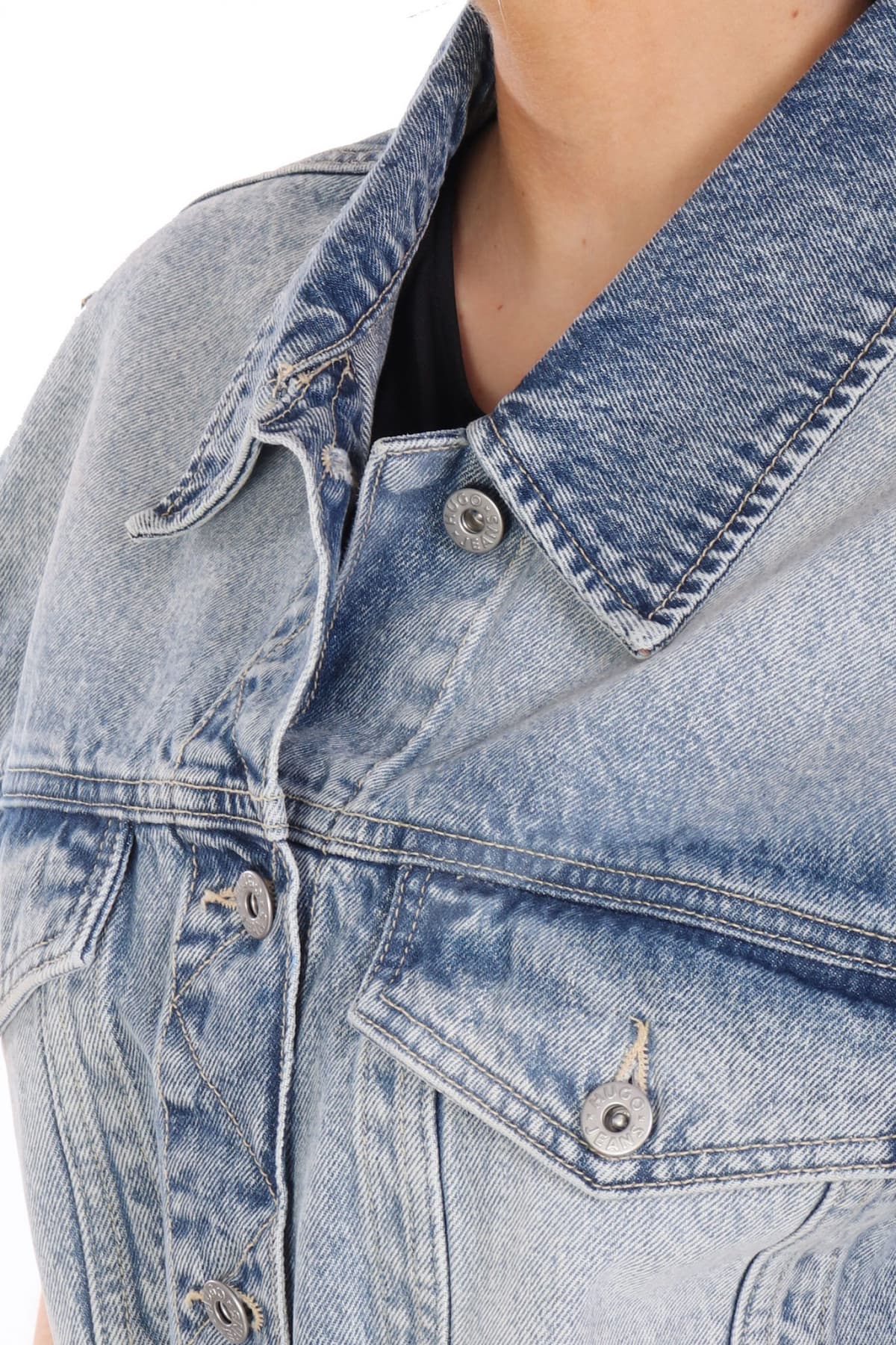 HUGO BLUE JACKET JEANS GARMONIA_B ΑΜΑΝΙΚΟ ΜΕ ΖΩΝΗ ΜΠΛΕ