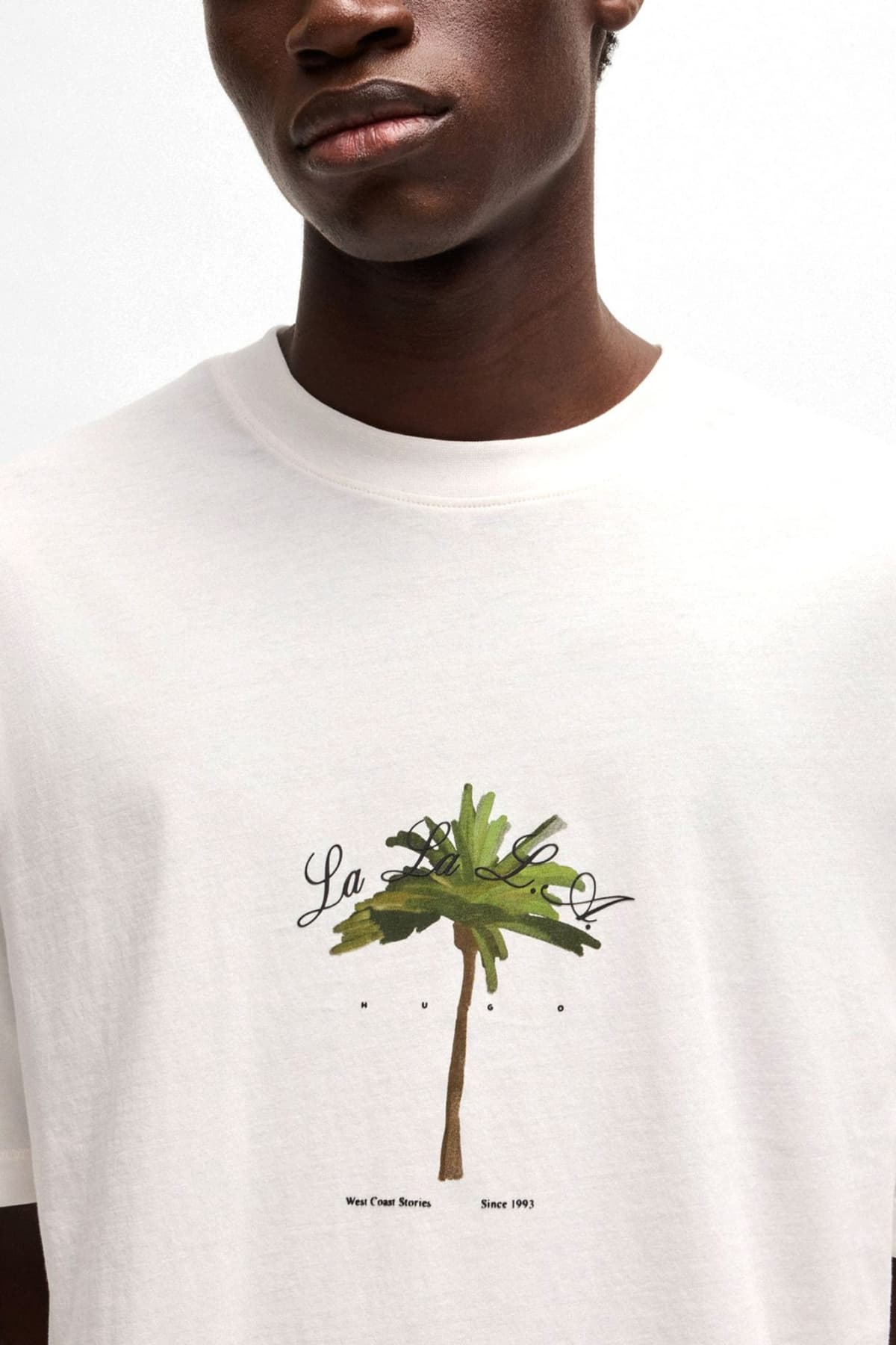 HUGO T-SHIRT DUWOM LOGO ΕΚΡΟΥ