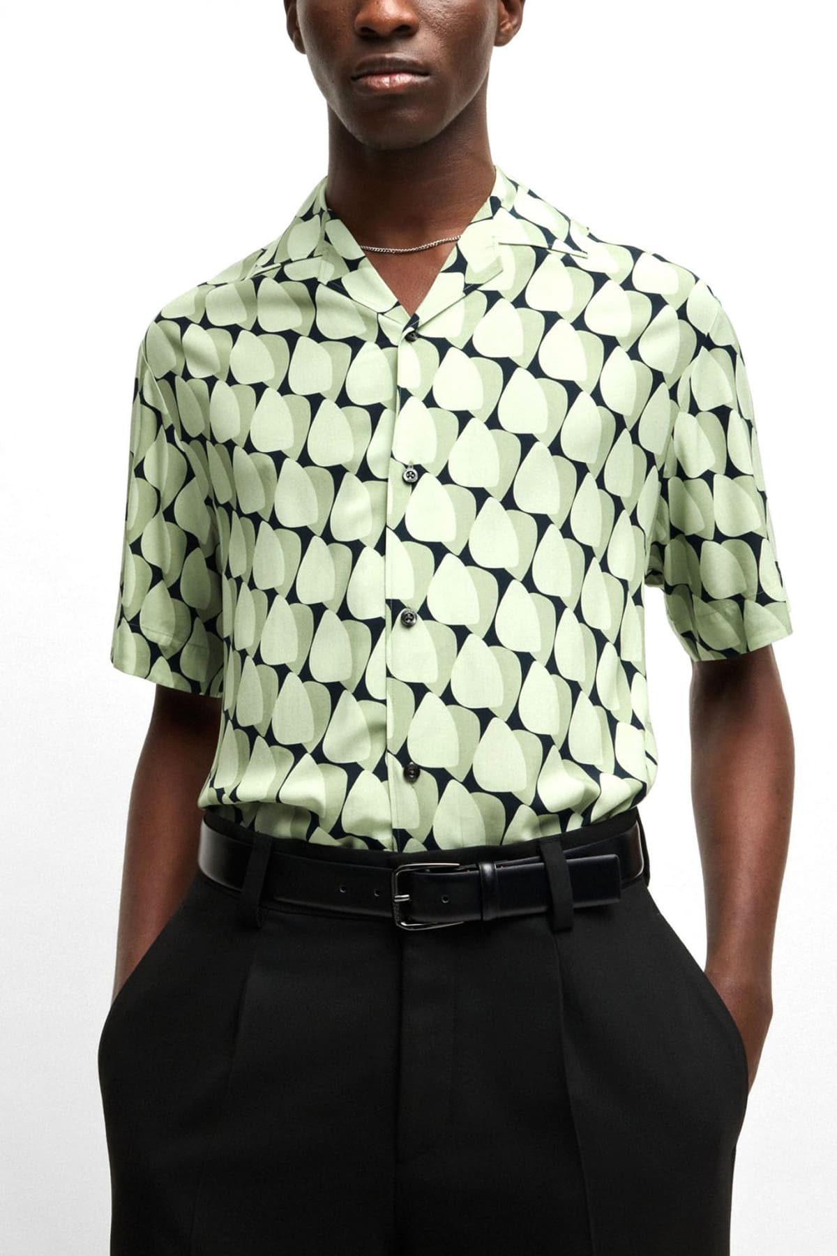 HUGO ΠΟΥΚΑΜΙΣΟ ΚΟΝΤΟΜΑΝΙΚΟ ESPINO ALL OVER PRINT ΠΡΑΣΙΝΟ