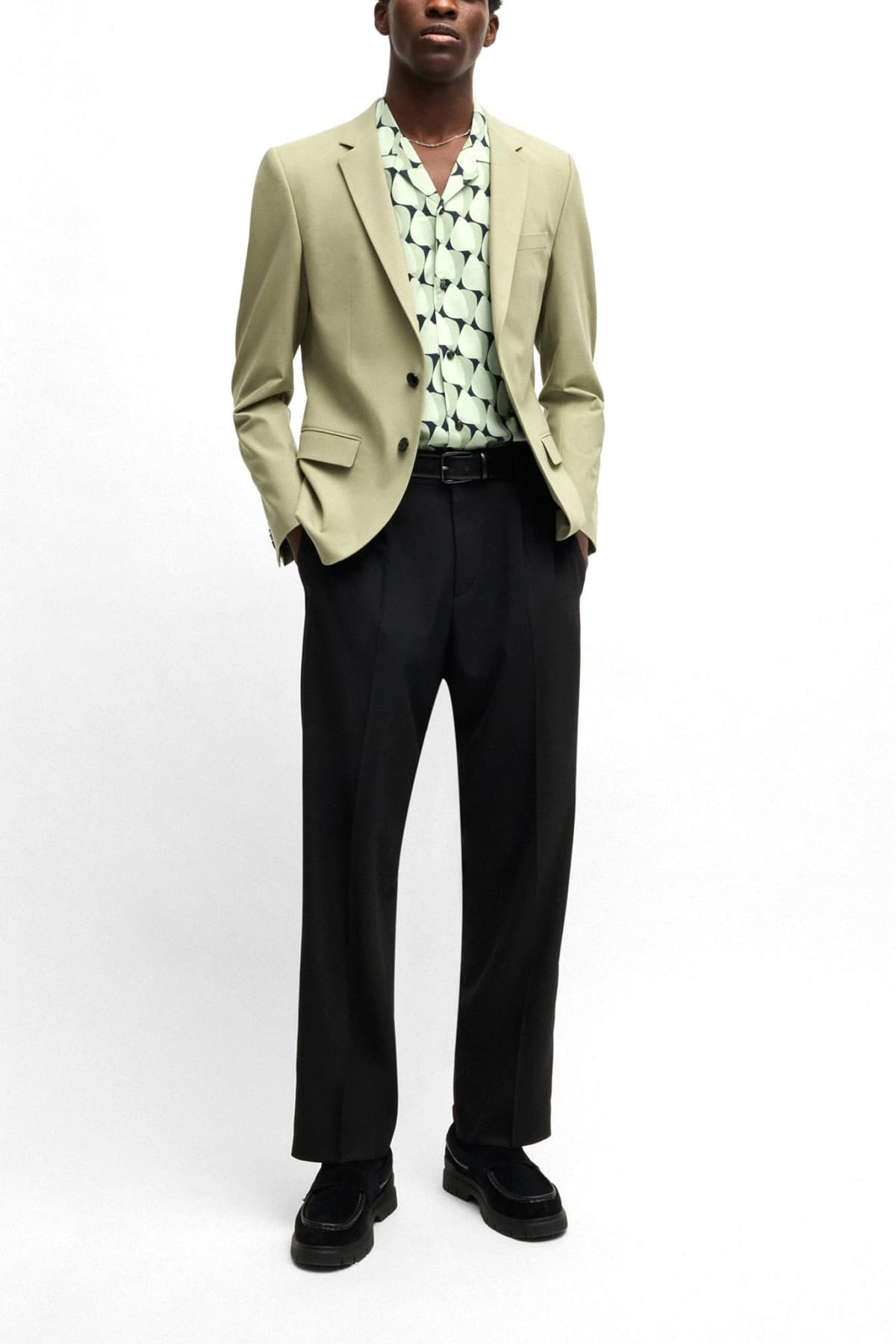 HUGO ΠΟΥΚΑΜΙΣΟ ΚΟΝΤΟΜΑΝΙΚΟ ESPINO ALL OVER PRINT ΠΡΑΣΙΝΟ