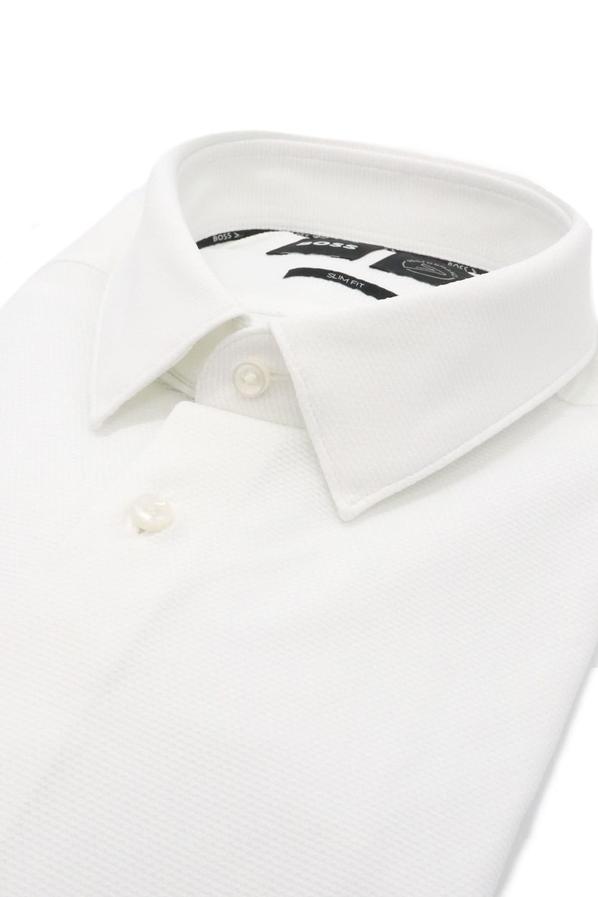 BOSS PERFORMANCE ΠΟΥΚΑΜΙΣΟ ΜΙΚΡΟΣΧΕΔΙΟ SLIM FIT P-HANK-S-KENT-C1-222 ΛΕΥΚΟ