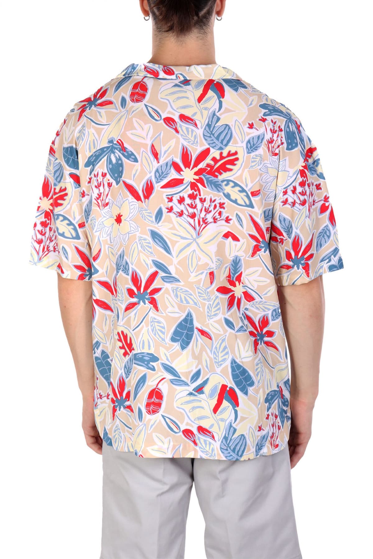 HUGO ΠΟΥΚΑΜΙΣΟ ΚΟΝΤΟΜΑΝΙΚΟ BEACH SHIRT RELAXED LOGO ΠΟΛΥΧΡΩΜΟ