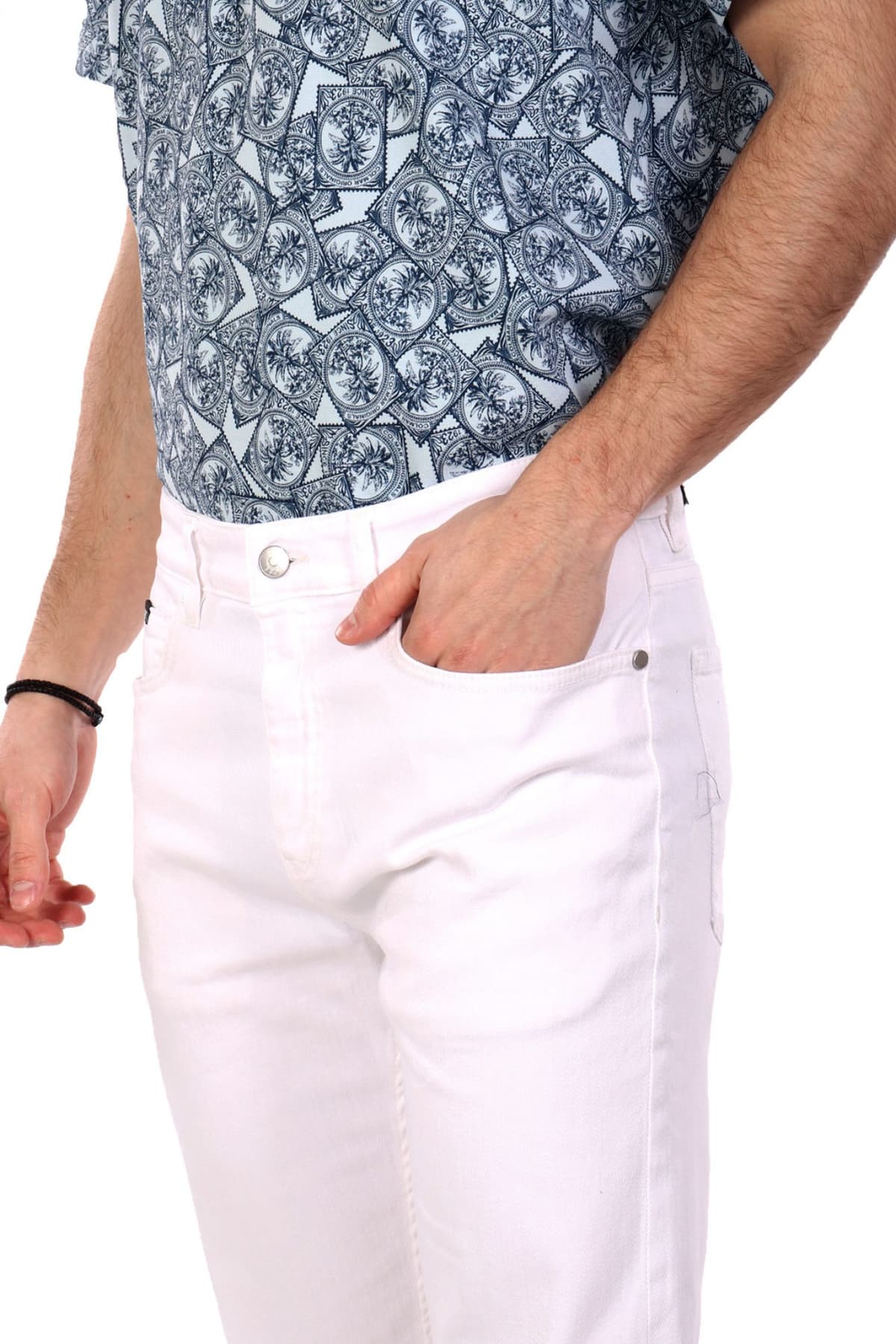 BOSS ΠΑΝΤΕΛΟΝΙ JEANS SLIM FIT H-DELAWARE ΛΕΥΚΟ