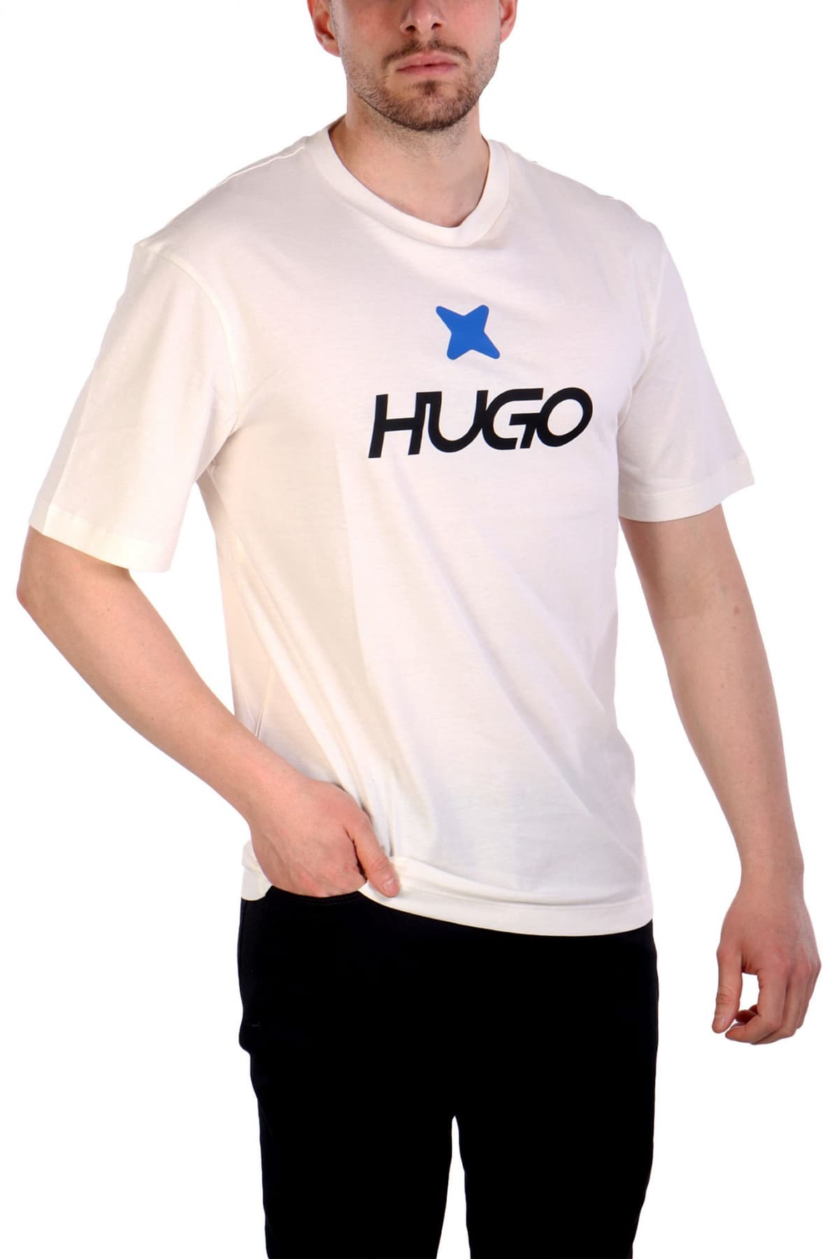 HUGO BLUE T-SHIRT NEWROMI ΥΠΟΛΕΥΚΟ