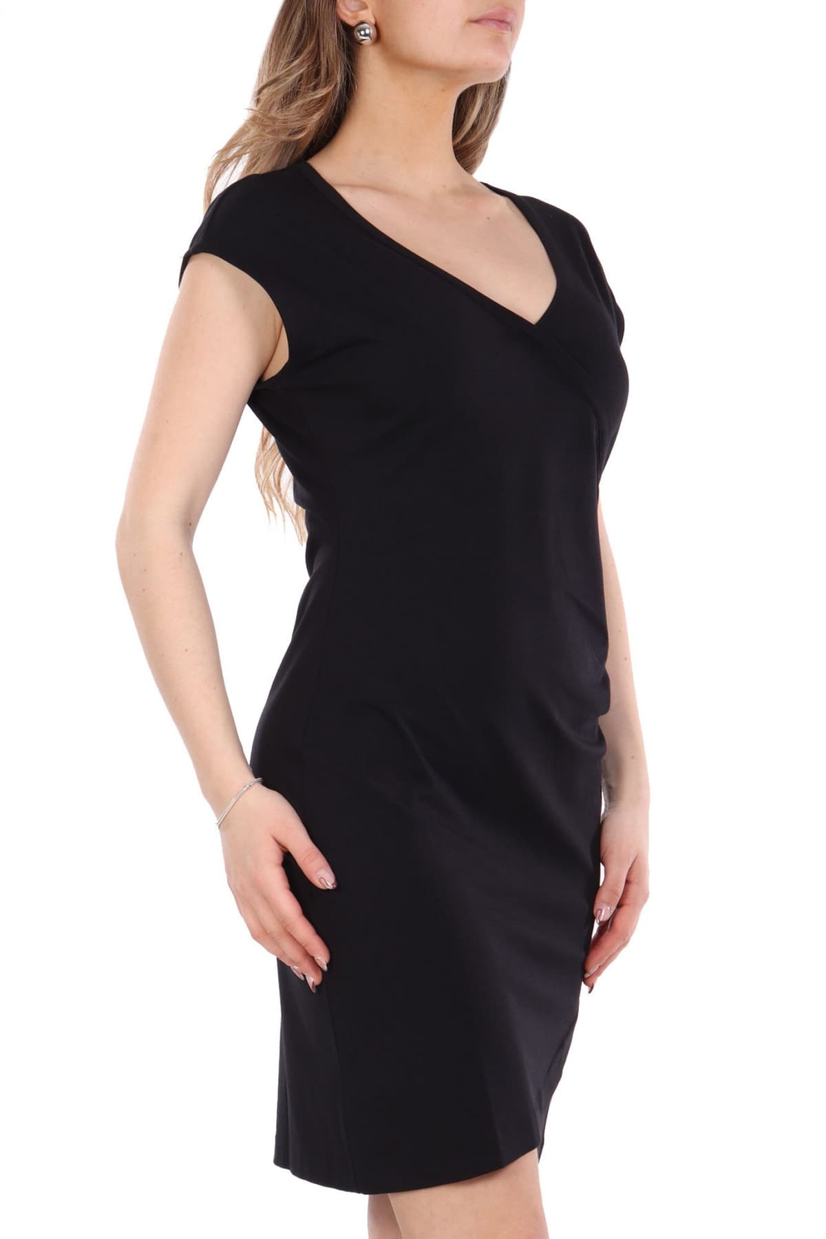 BOSS ΦΟΡΕΜΑ MIΝΙ C_EFLUMA ΚΡΟΥΑΖΕ V-NECK ΜΑΥΡΟ