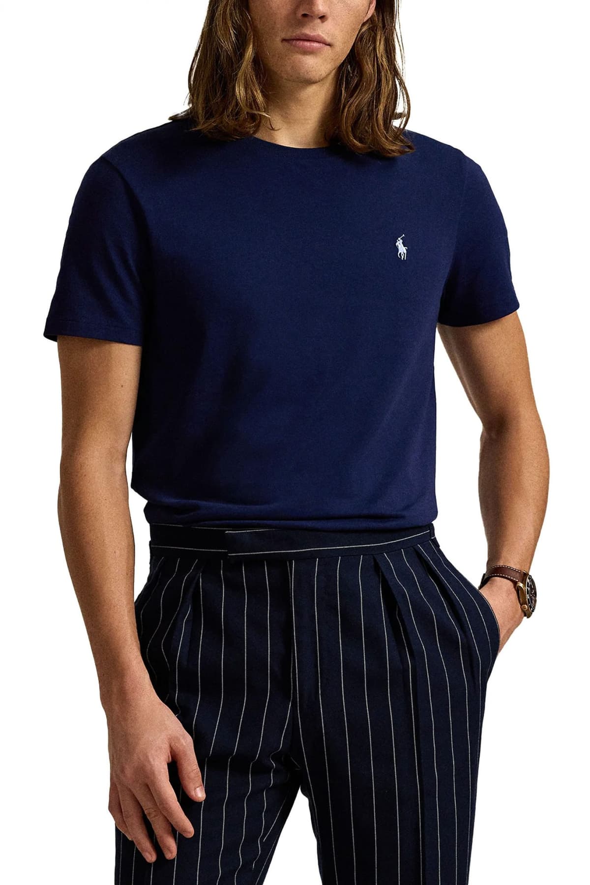 RALPH LAUREN T-SHIRT CUSTOM SLIM FIT LOGO ΡΑΦ ΜΠΛΕ