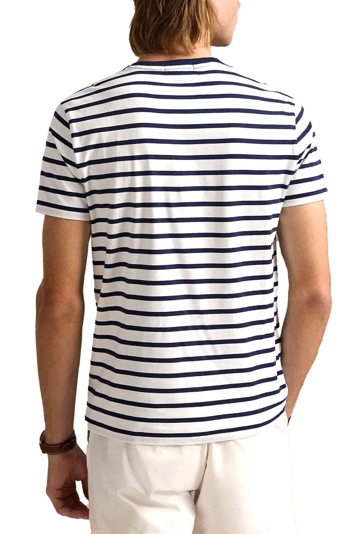 RALPH LAUREN T-SHIRT ΡΙΓΕ CUSTOM SLIM FIT LOGO ΛΕΥΚΟ-ΜΠΛΕ