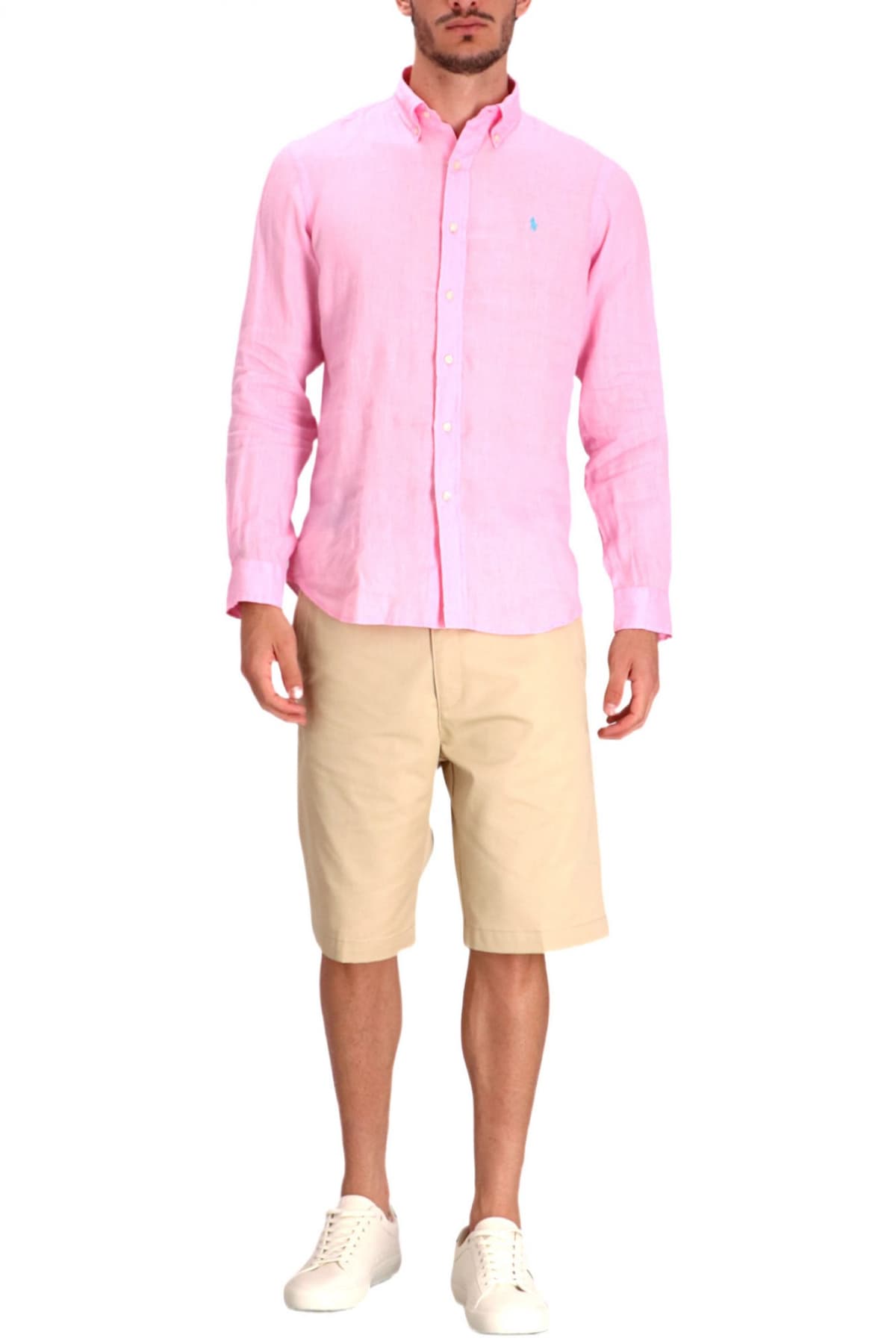 RALPH LAUREN ΠΟΥΚΑΜΙΣΟ ΛΙΝΟ BUTTON DOWN CUSTOM FIT ΡΟΖ