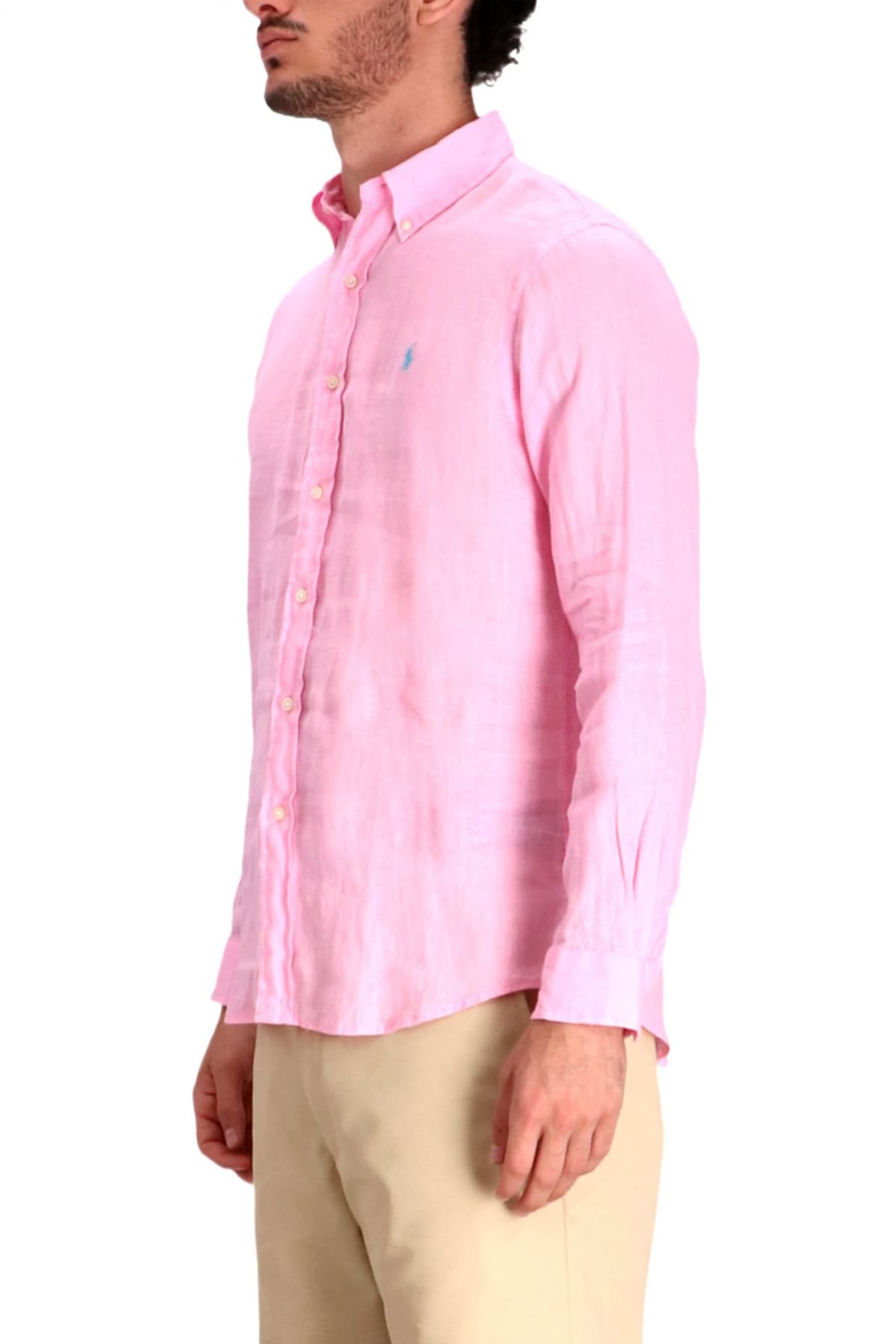 RALPH LAUREN ΠΟΥΚΑΜΙΣΟ ΛΙΝΟ BUTTON DOWN CUSTOM FIT ΡΟΖ