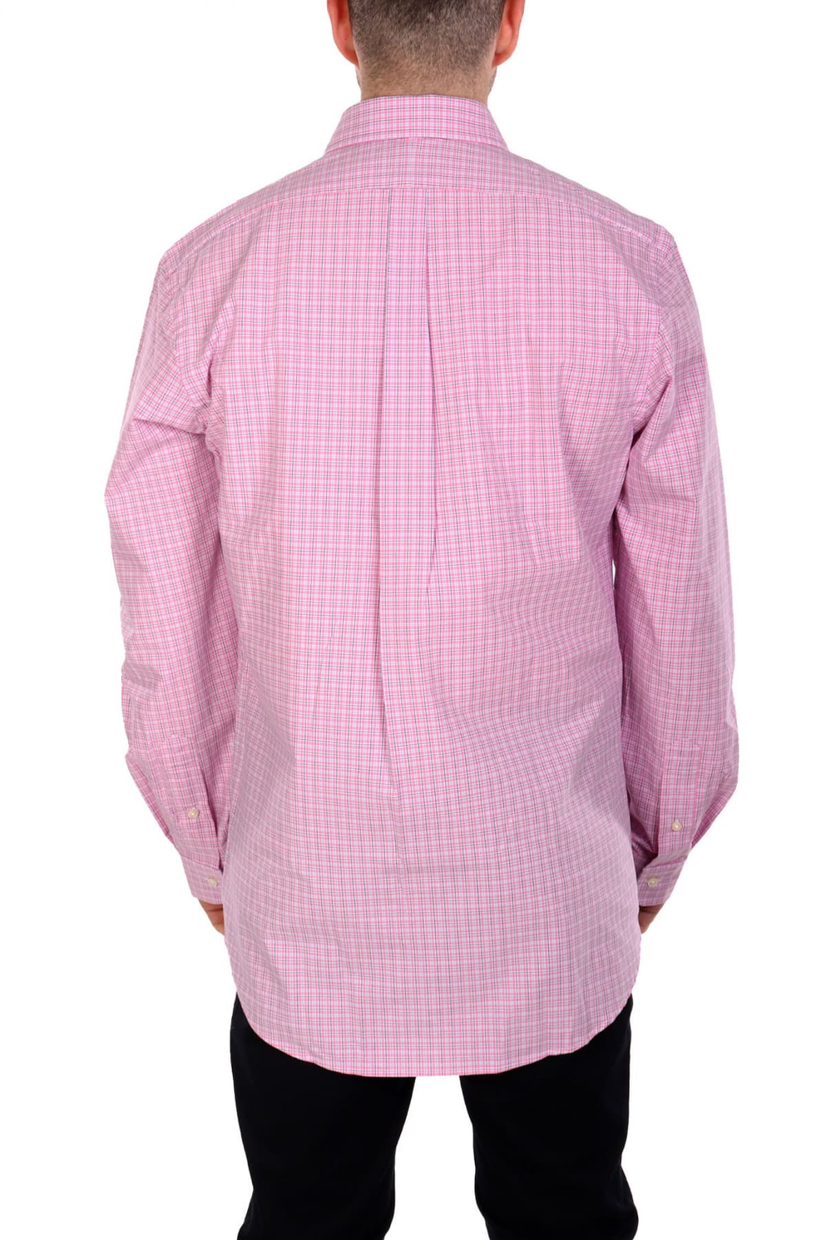 RALPH LAUREN ΠΟΥΚΑΜΙΣΟ ΚΑΡΩ BUTTON DOWN CUSTOM FIT ΡΟΖ-ΜΠΛΕ