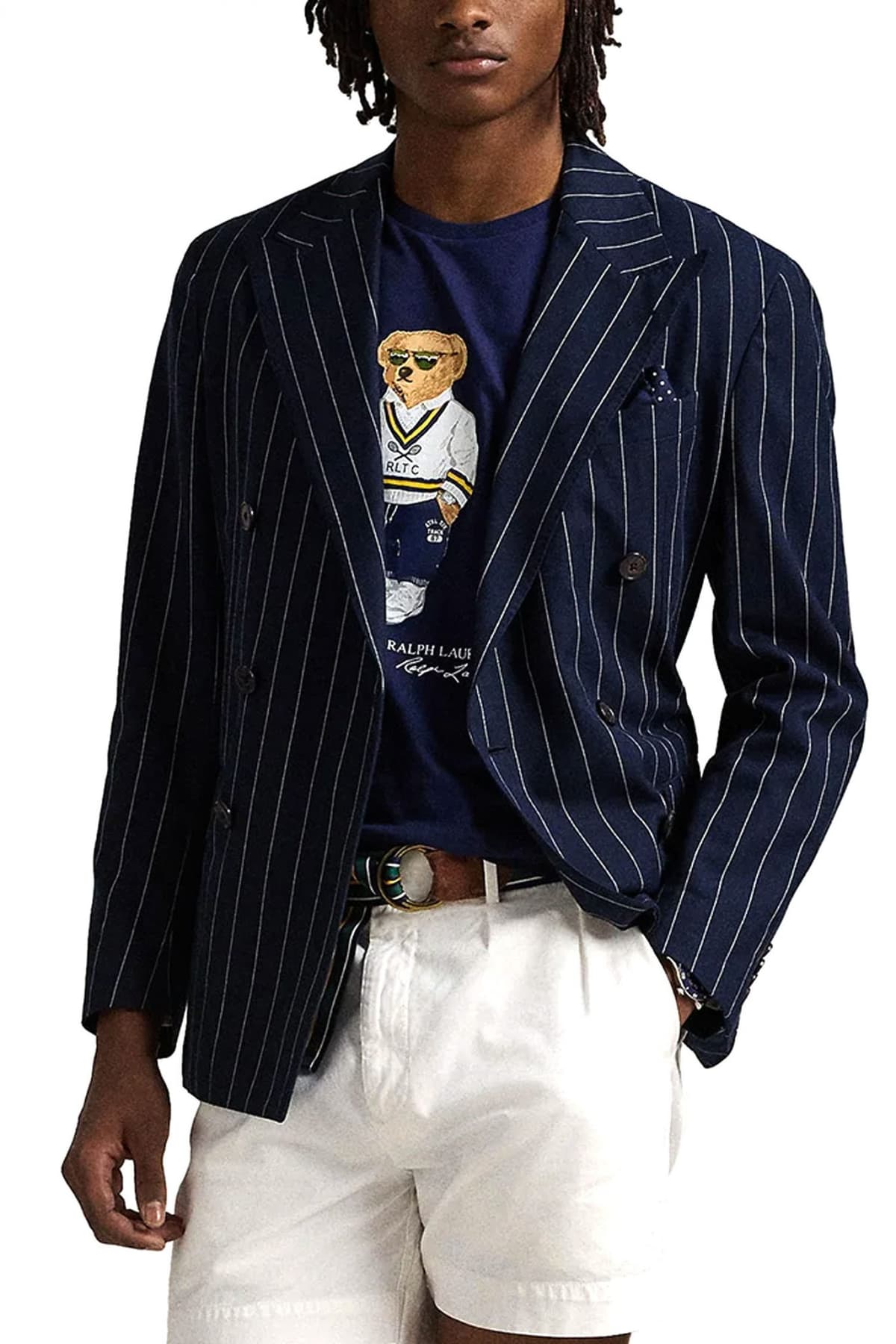 RALPH LAUREN T-SHIRT CUSTOM SLIM FIT LOGO BEAR ΜΠΛΕ