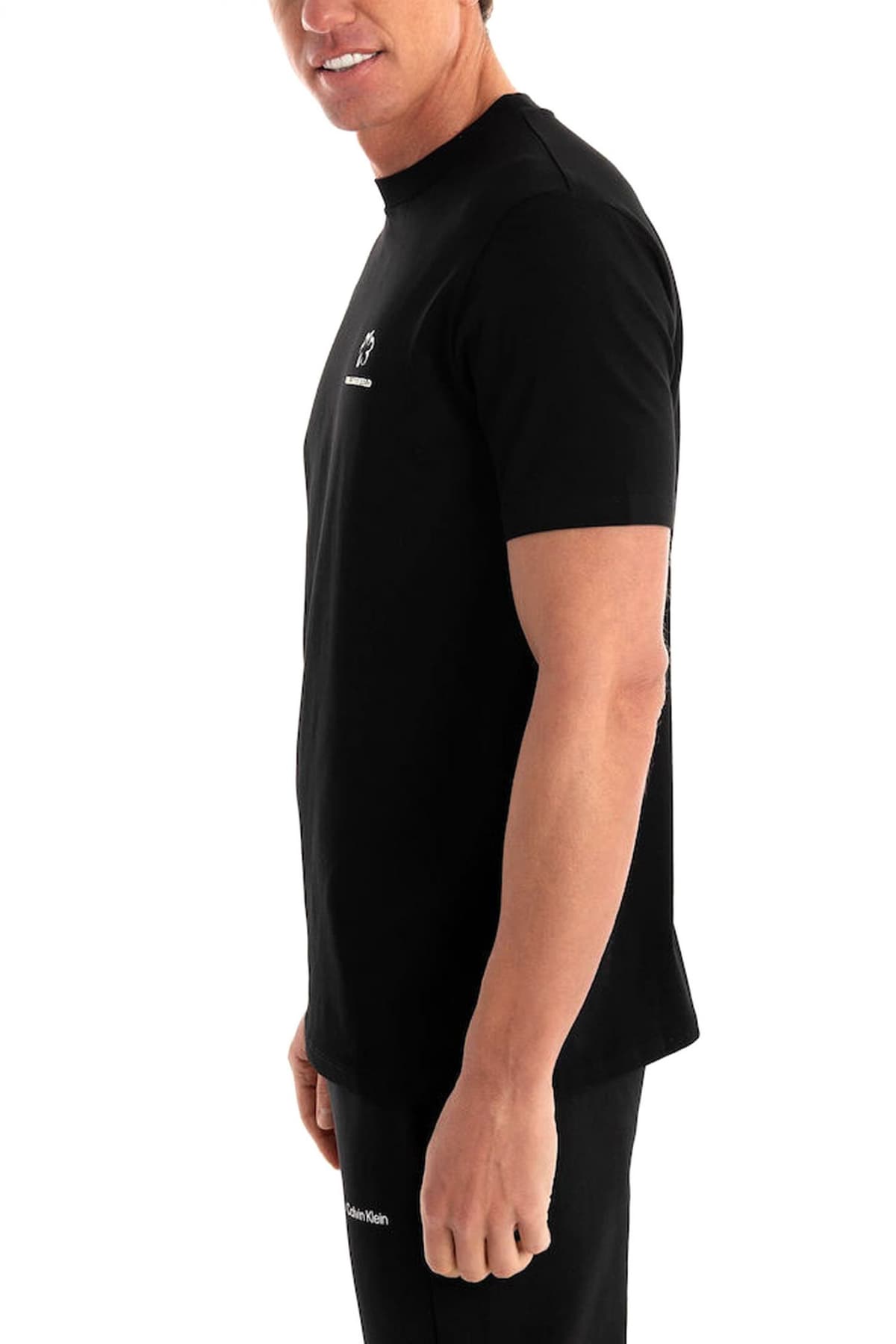 KARL LAGERFELD T-SHIRT LOGO POCKET ZIP ΜΑΥΡΟ