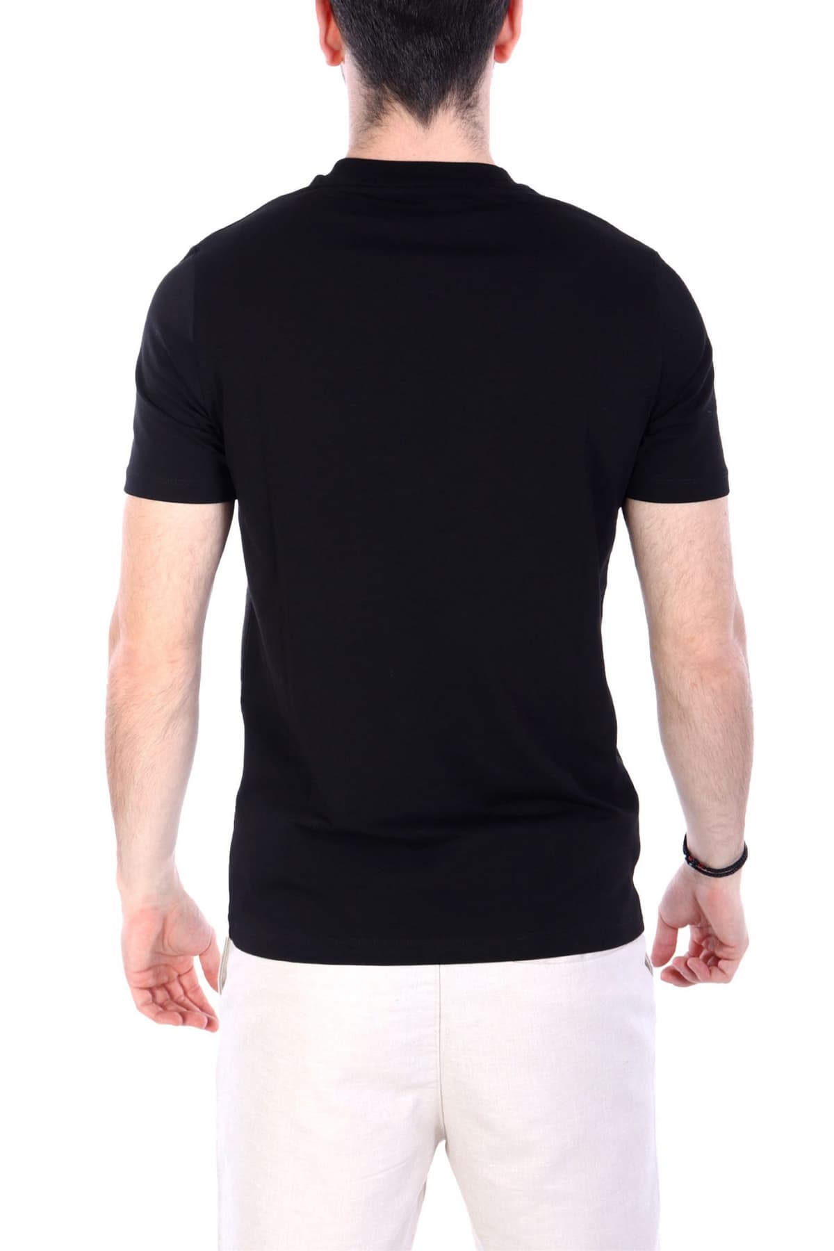 KARL LAGERFELD T-SHIRT CREW NECK BIG GOLD LOGO ΜΑΥΡΟ