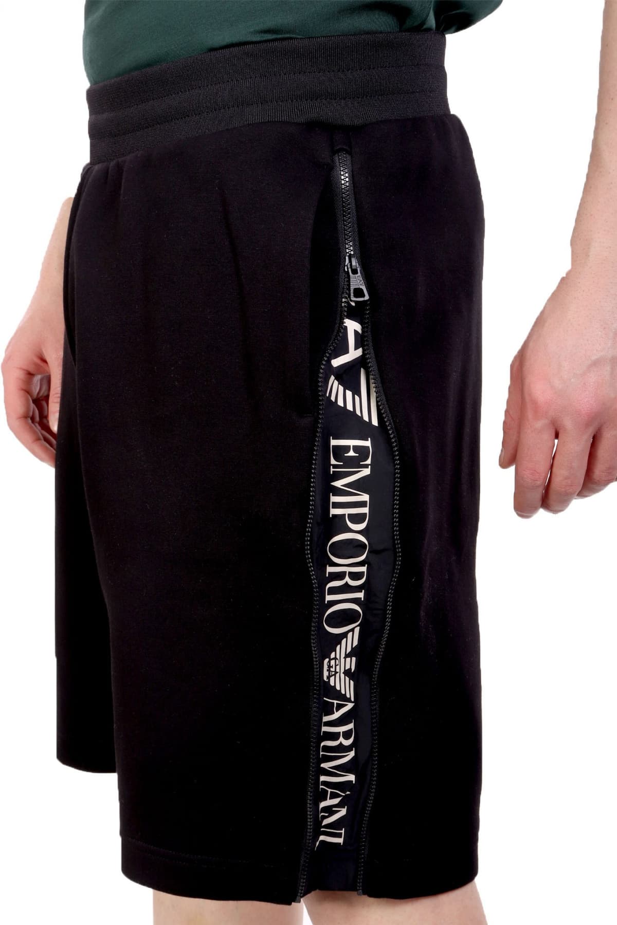 ARMANI 7 ΒΕΡΜΟΥΔΑ ΦΟΥΤΕΡ SIDE ZIP LOGO ΜΑΥΡΟ