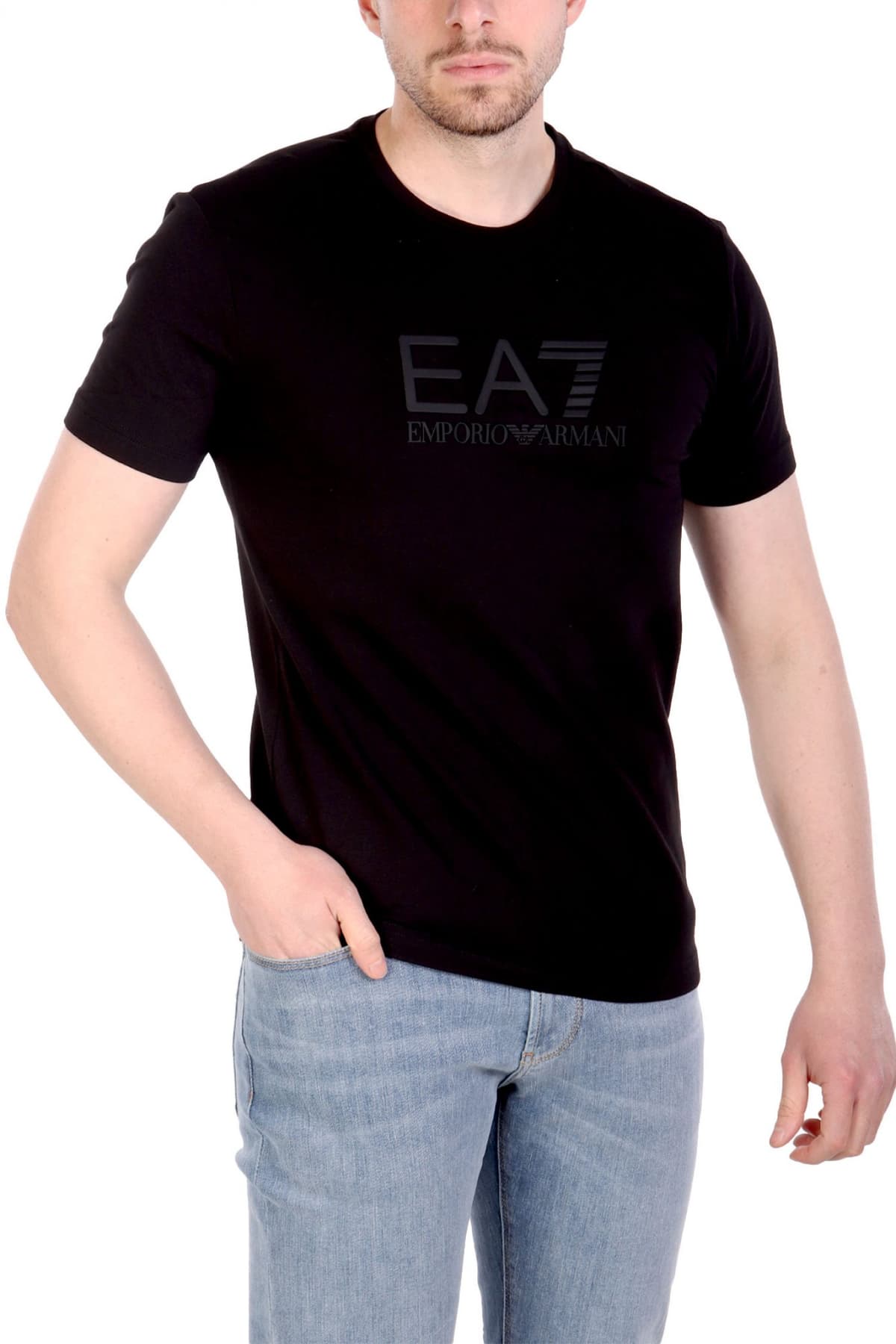ARMANI 7 T-SHIRT LOGO ΜΑΥΡΟ