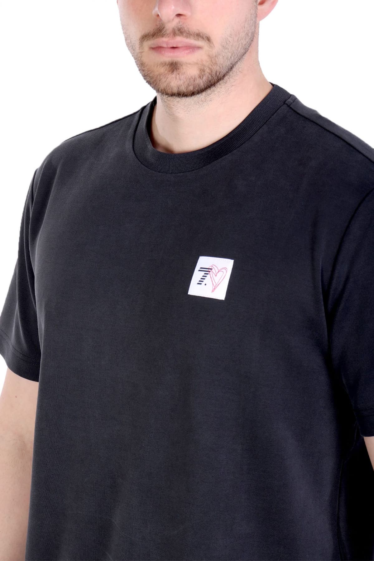 ARMANI 7 T-SHIRT LOGO HEART ΜΑΥΡΟ
