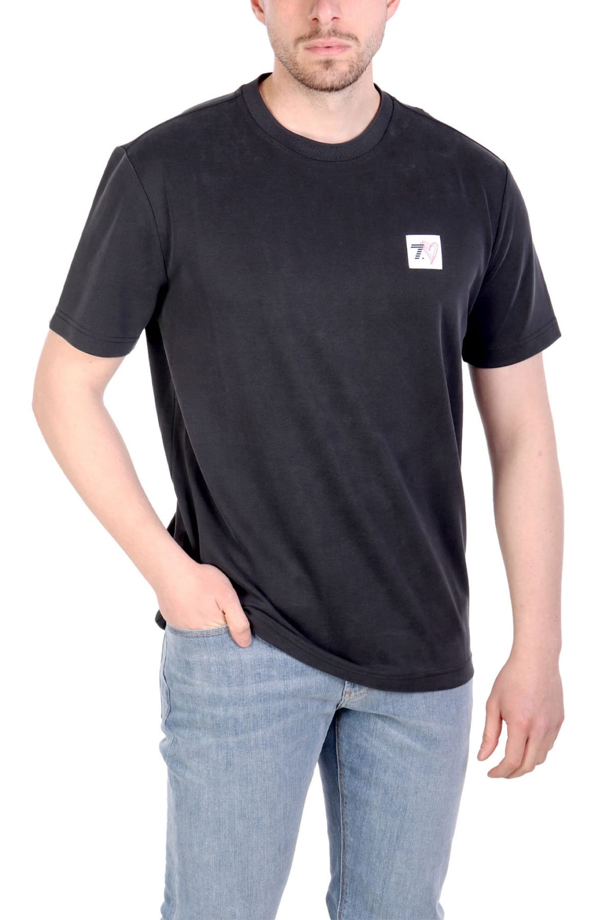 ARMANI 7 T-SHIRT LOGO HEART ΜΑΥΡΟ