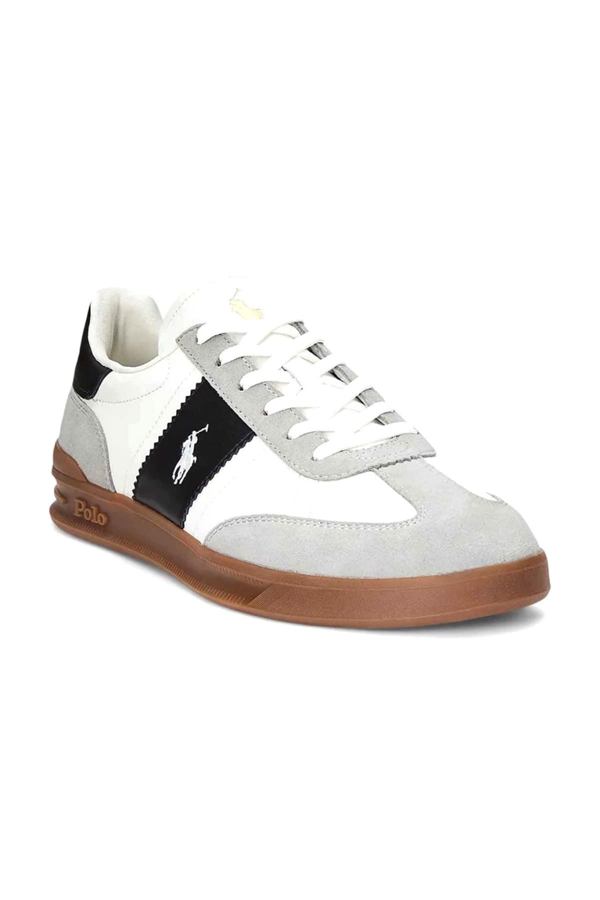 RALPH LAUREN ΠΑΠΟΥΤΣΙΑ SNEAKERS HRT AERA PP-SK-LTL ΛΕΥΚΟ-ΜΑΥΡΟ-ΓΚΡΙ