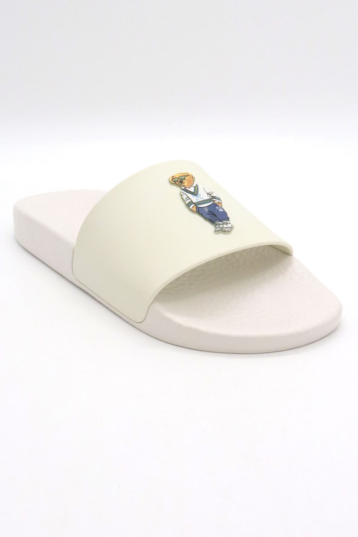 RALPH LAUREN ΠΑΝΤΟΦΛΕΣ POLO SLIDE-SN-SLI LOGO BEAR ΛΕΥΚΟ