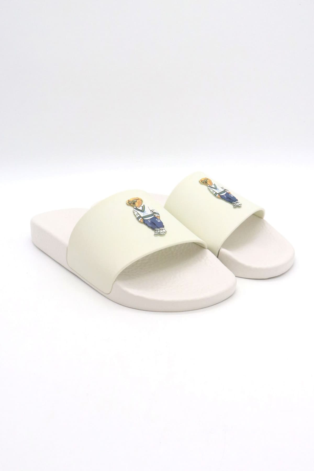 RALPH LAUREN ΠΑΝΤΟΦΛΕΣ POLO SLIDE-SN-SLI LOGO BEAR ΛΕΥΚΟ