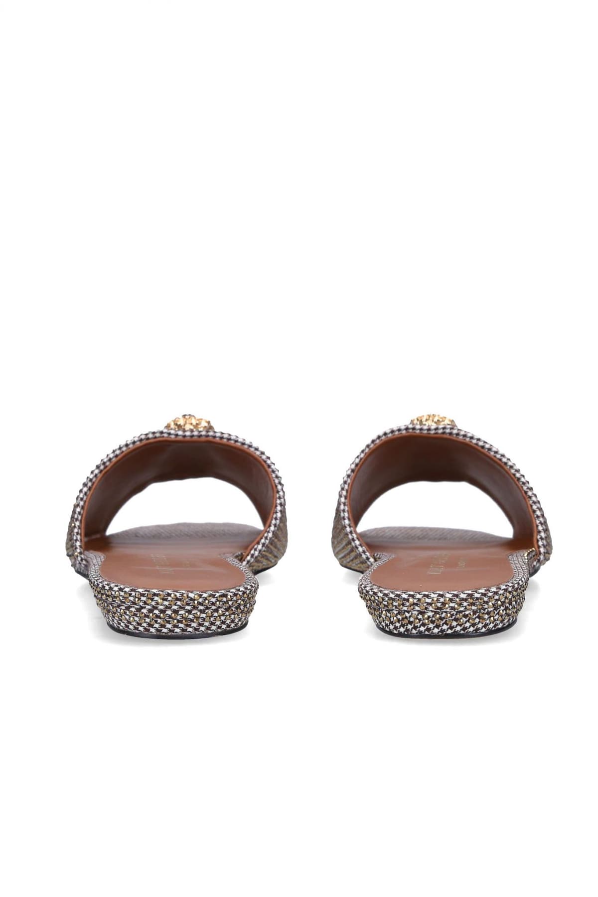 KURT GEIGER ΠΑΠΟΥΤΣΙΑ ΠΑΝΤΟΦΛΕΣ KENSINGTON FLAT SANDAL ΓΚΛΙΤΕΡ LOGO ΧΡΥΣΟ