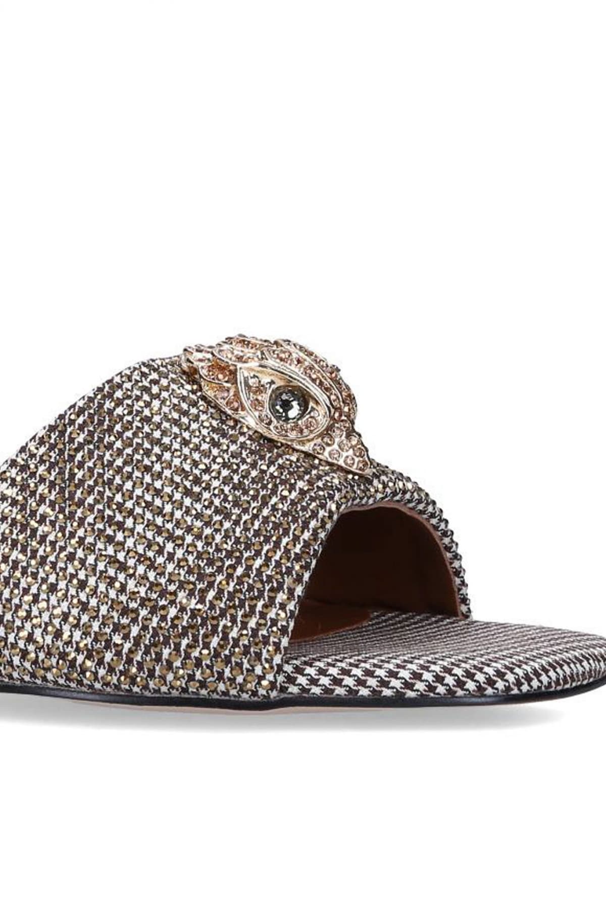 KURT GEIGER ΠΑΠΟΥΤΣΙΑ ΠΑΝΤΟΦΛΕΣ KENSINGTON FLAT SANDAL ΓΚΛΙΤΕΡ LOGO ΧΡΥΣΟ