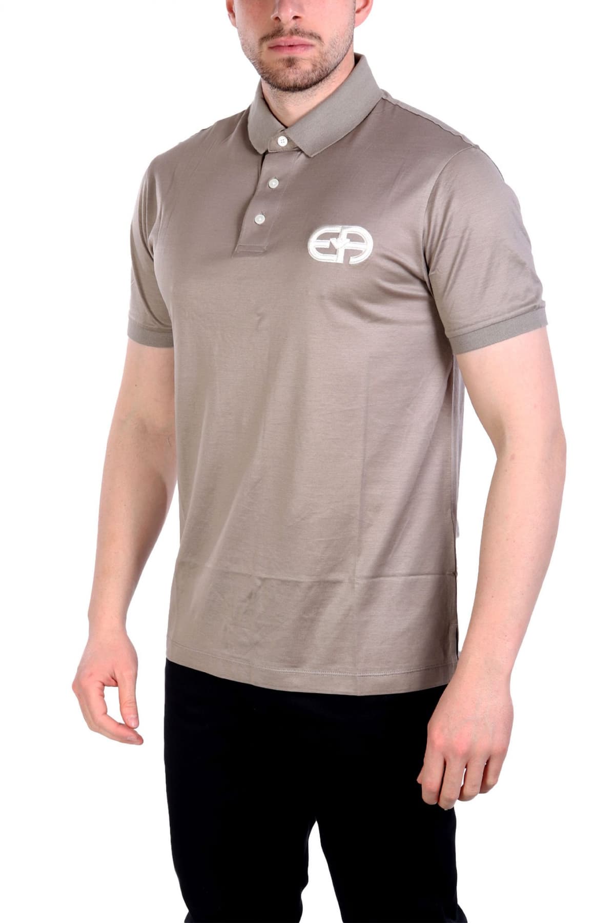 EMPORIO ARMANI POLO LOGO ΜΠΕΖ-ΓΚΡΙ