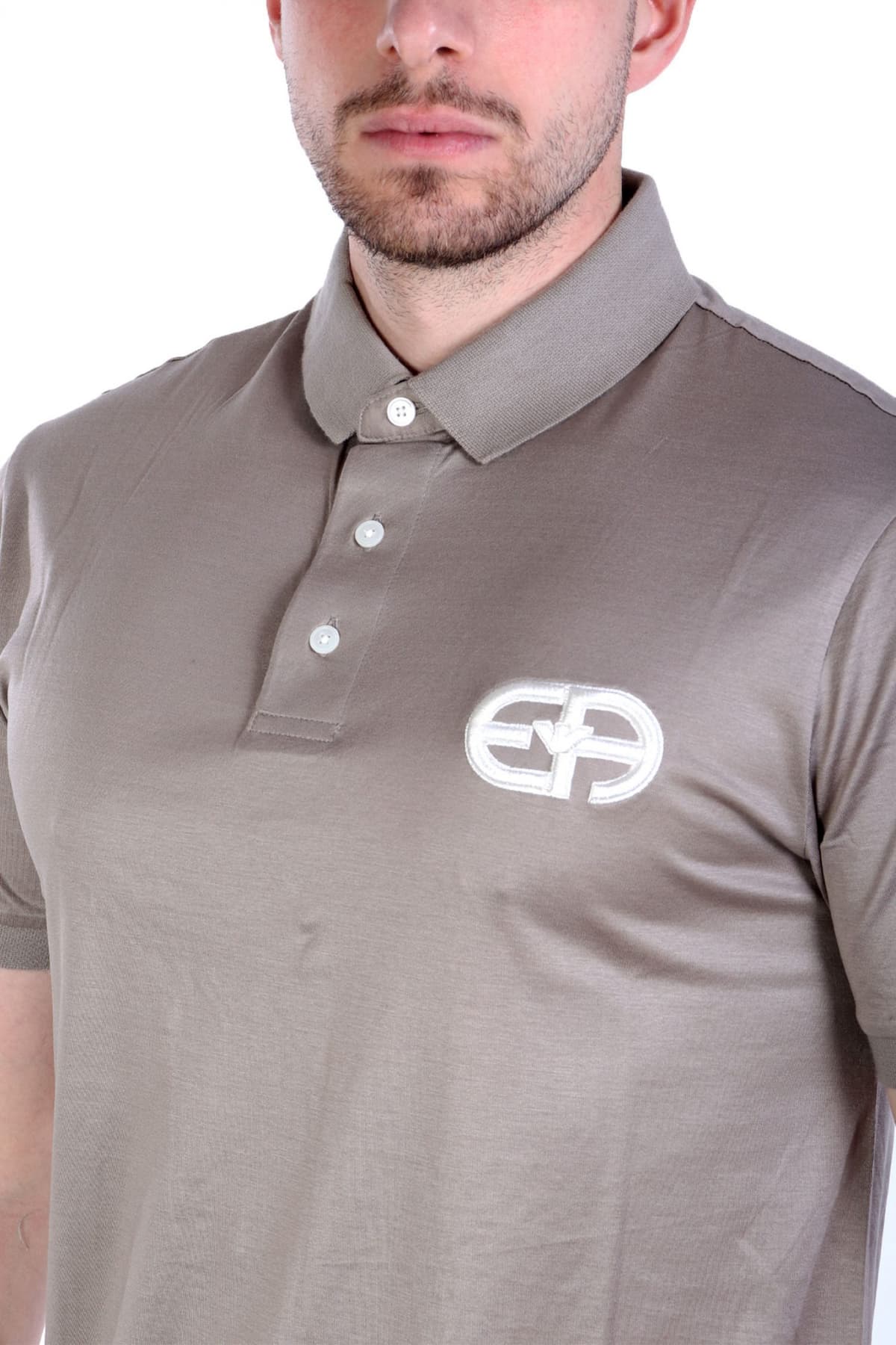 EMPORIO ARMANI POLO LOGO ΜΠΕΖ-ΓΚΡΙ