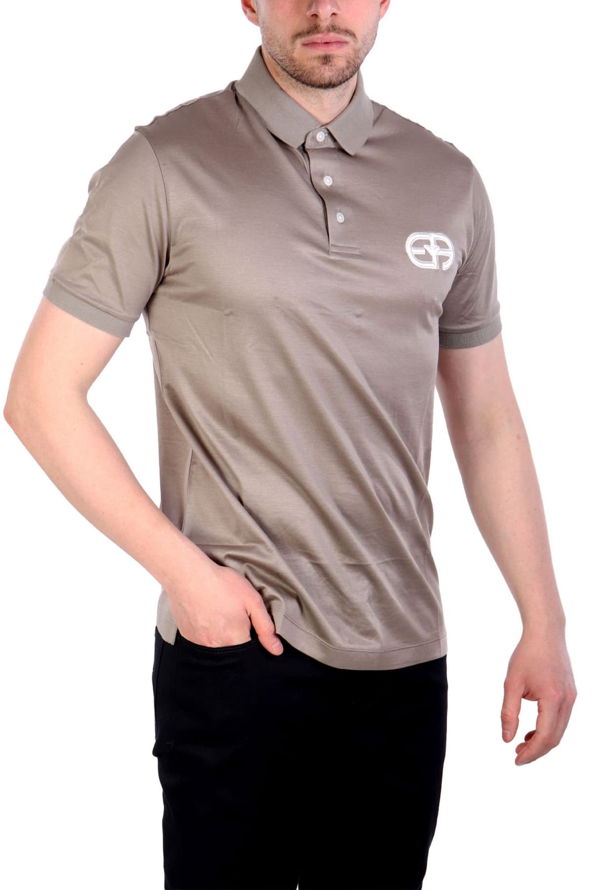 EMPORIO ARMANI POLO LOGO ΜΠΕΖ-ΓΚΡΙ