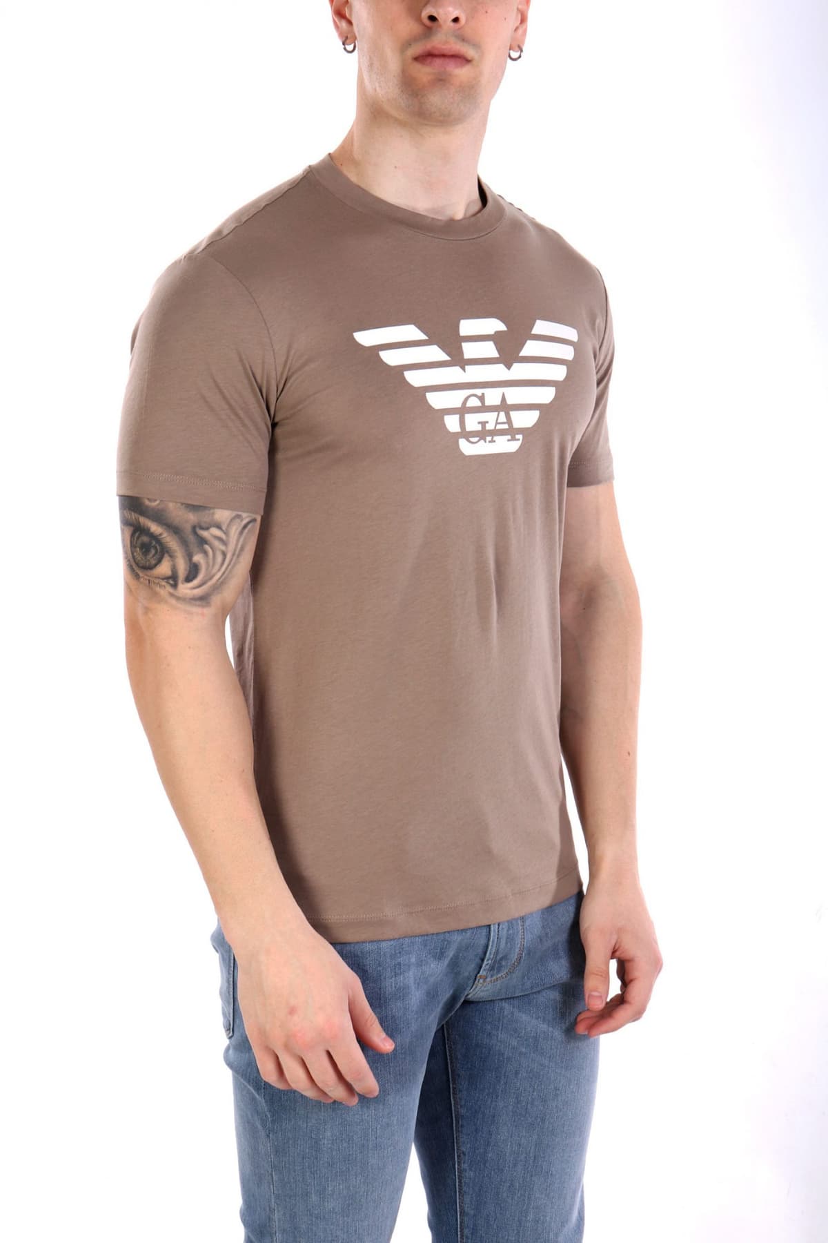 EMPORIO ARMANI T-SHIRT LOGO ΠΟΥΡΟ ΚΑΦΕ