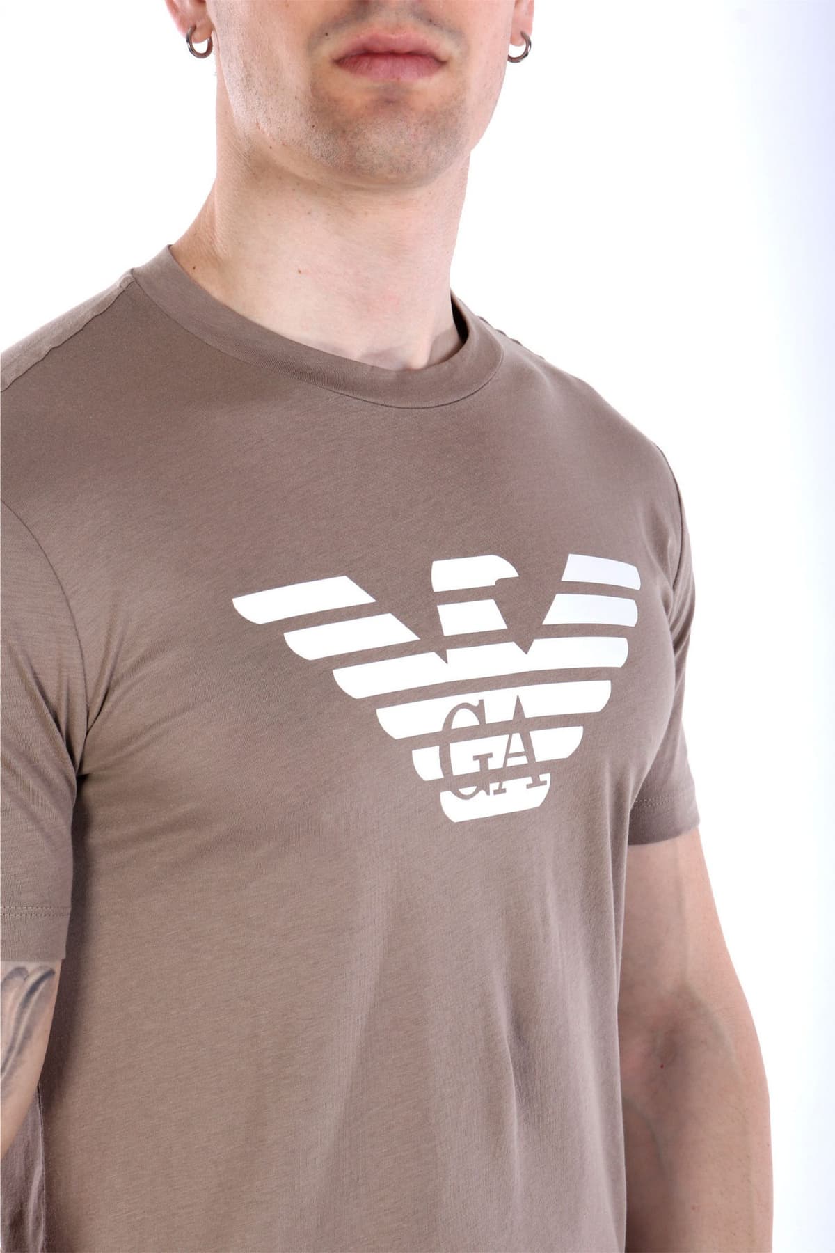 EMPORIO ARMANI T-SHIRT LOGO ΠΟΥΡΟ ΚΑΦΕ