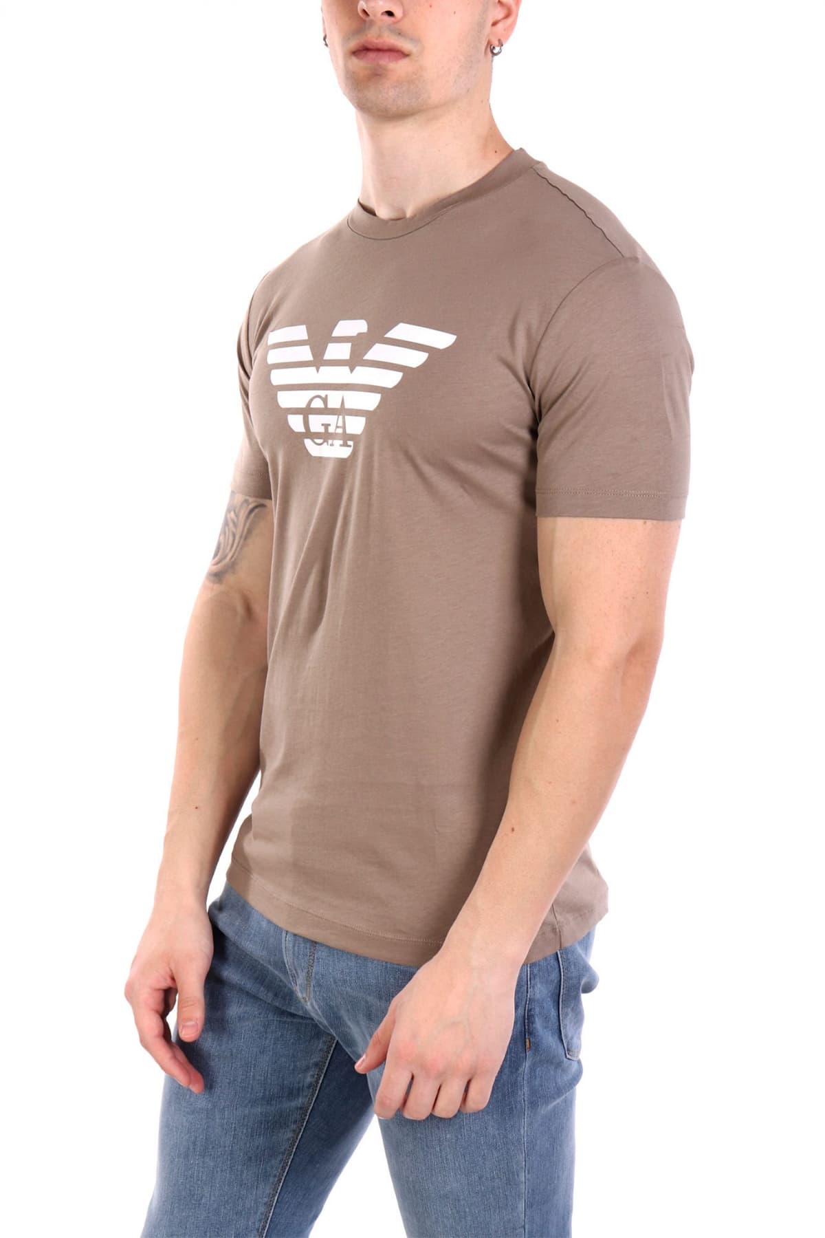 EMPORIO ARMANI T-SHIRT LOGO ΠΟΥΡΟ ΚΑΦΕ