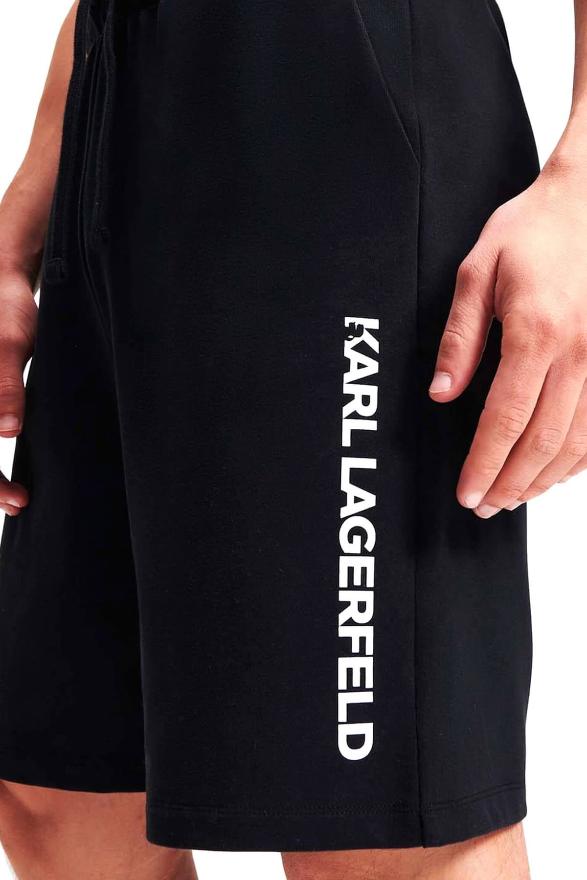 KARL LAGERFELD ΒΕΡΜΟΥΔΑ ΦΟΥΤΕΡ ELONGATED LOGO SHORTS ΜΑΥΡΟ