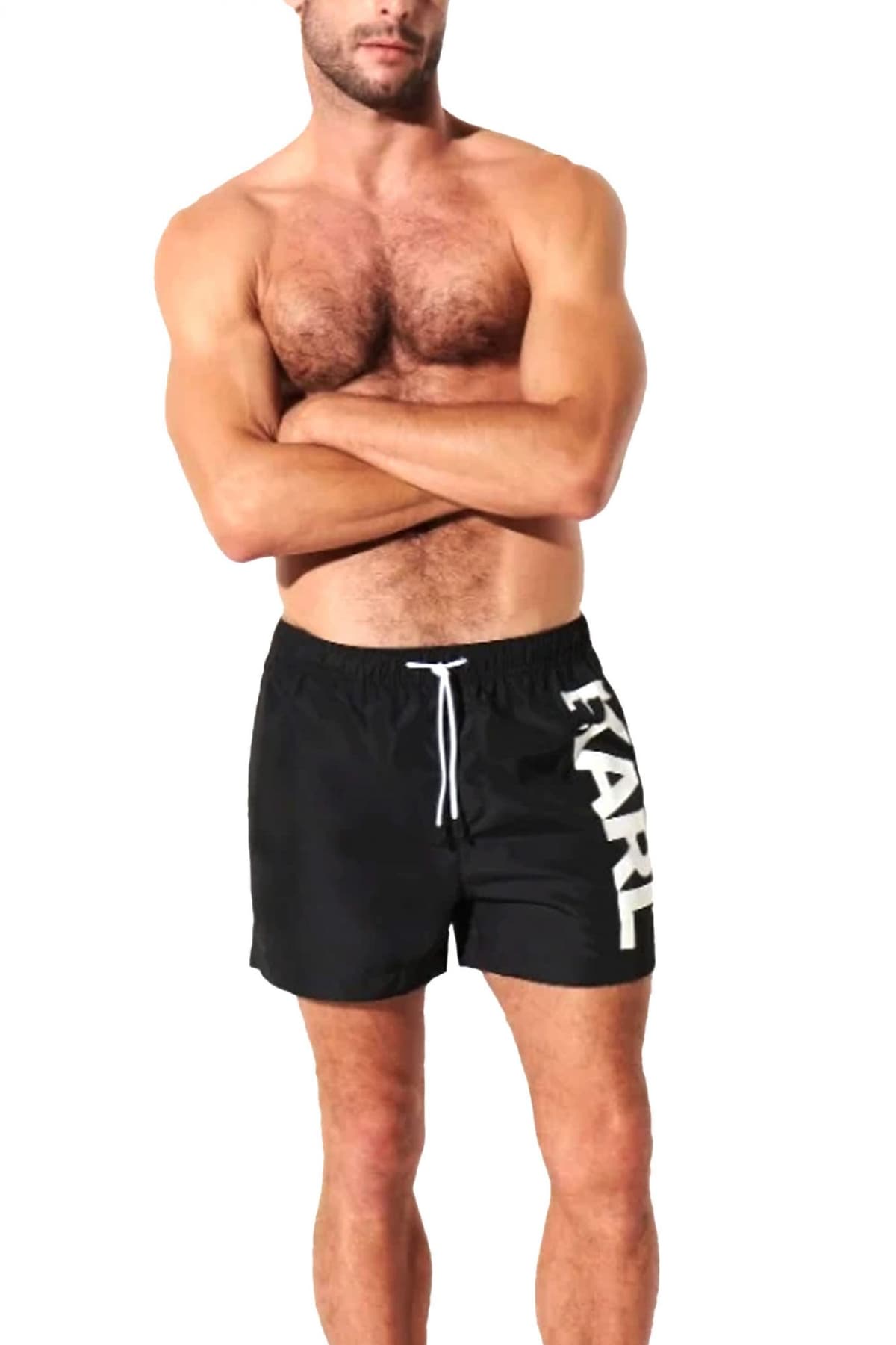 KARL LAGERFELD ΜΑΓΙΩ LOGO SHORT BOARDSHORTS ΜΑΥΡΟ