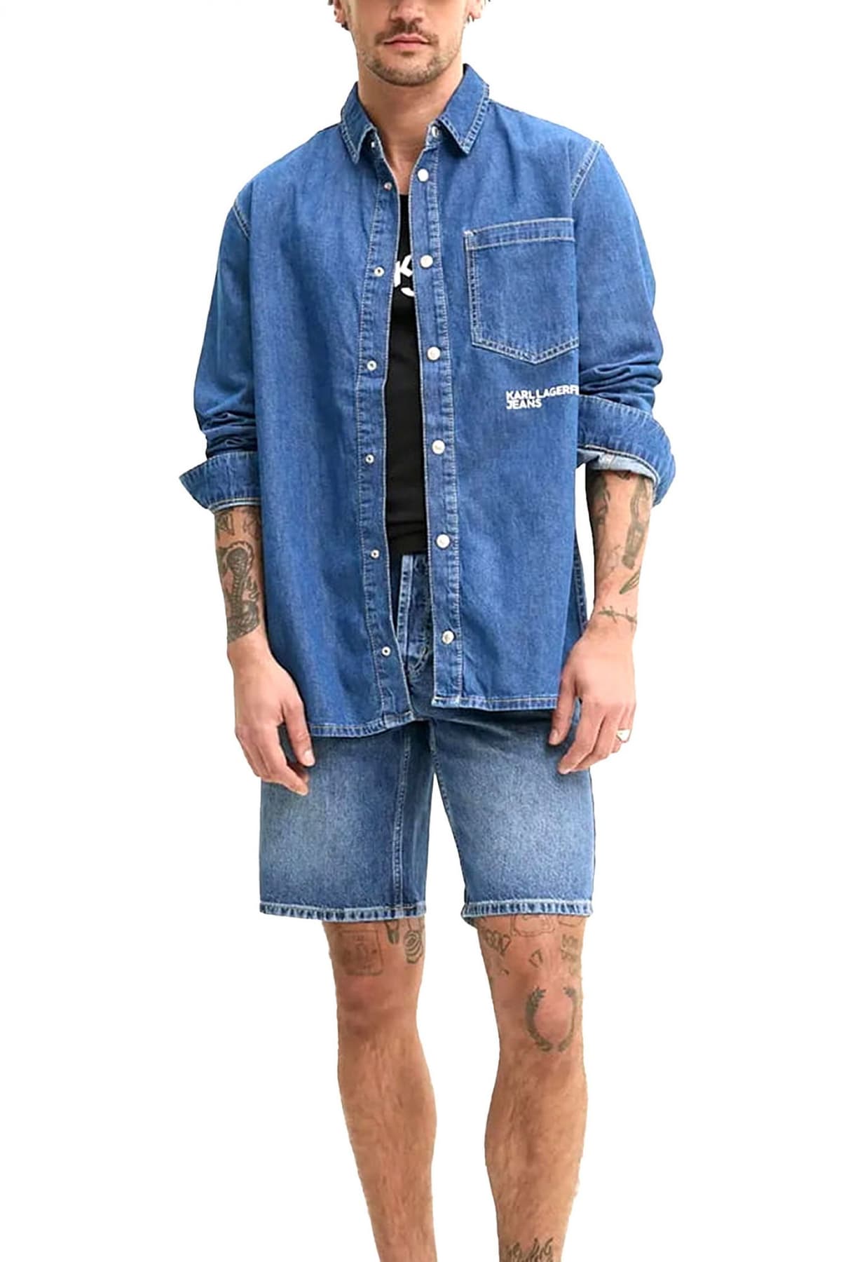 KARL LAGERFELD JEANS ΒΕΡΜΟΥΔΑ JEANS REGULAR SHORT ΜΠΛΕ