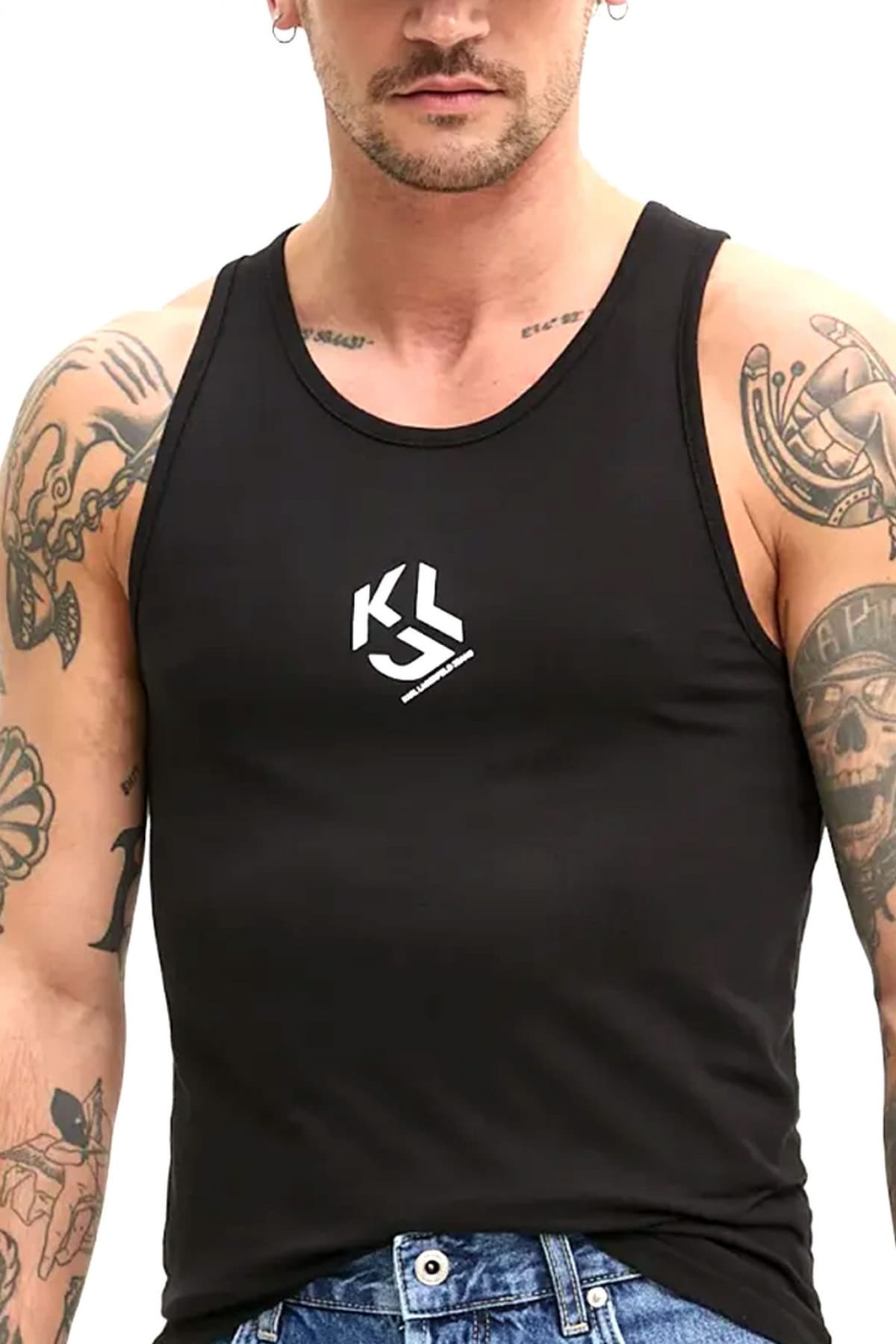 KARL LAGERFELD JEANS T-SHIRT ΤΙΡΑΝΤΕ JERSEY VEST ΜΑΥΡΟ