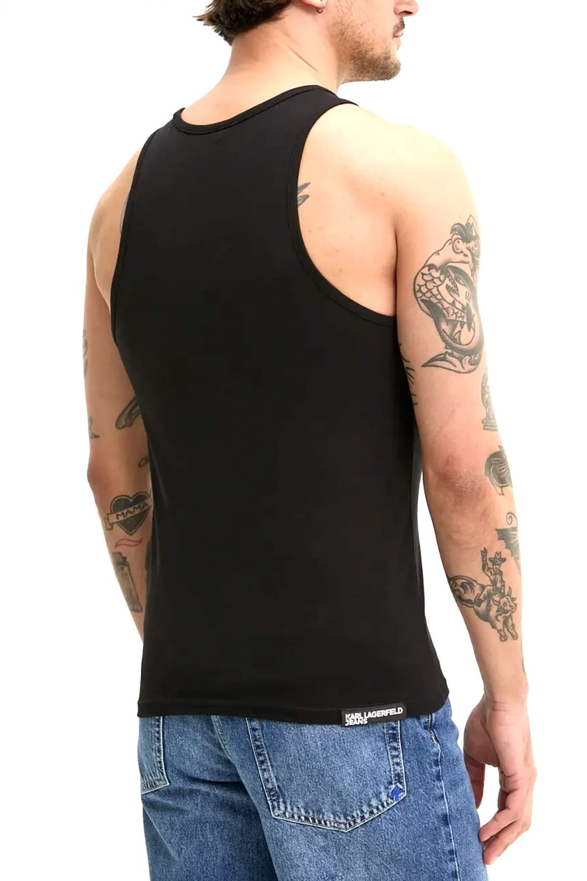 KARL LAGERFELD JEANS T-SHIRT ΤΙΡΑΝΤΕ JERSEY VEST ΜΑΥΡΟ