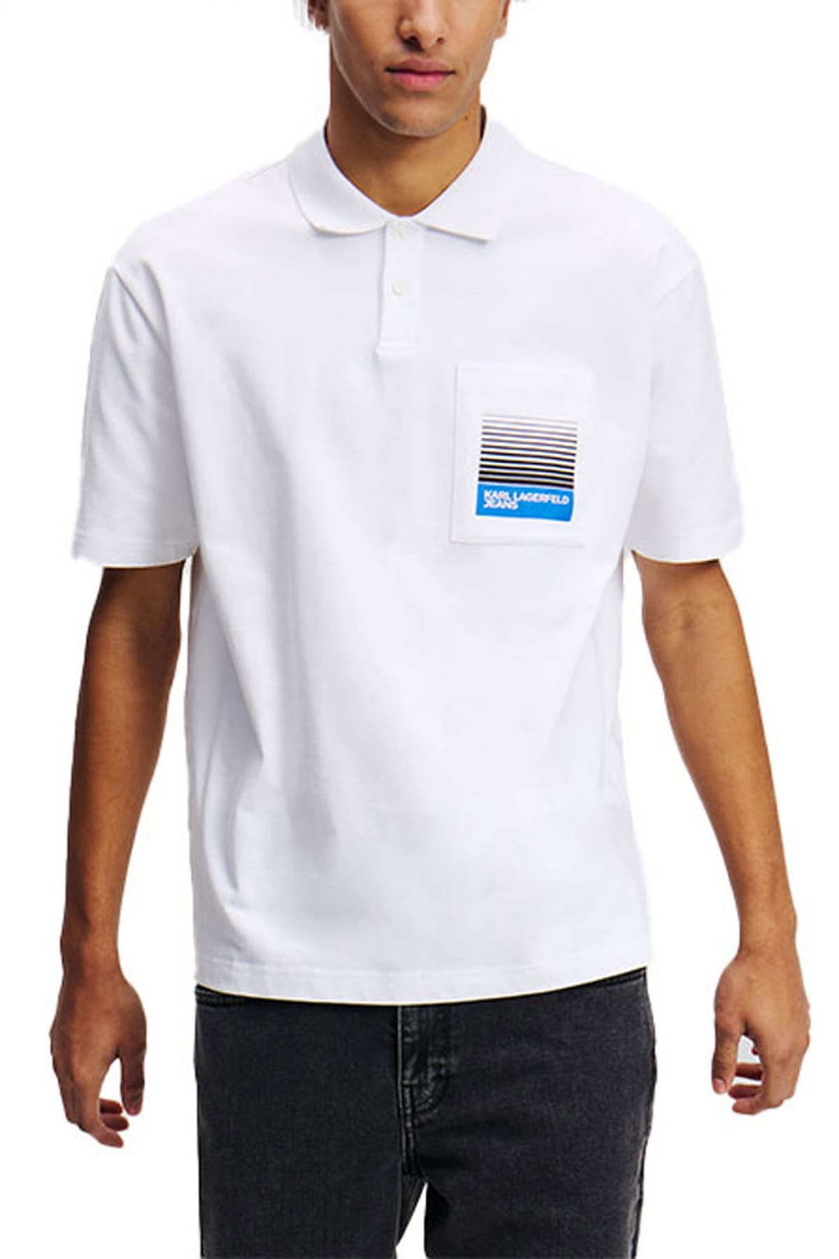 KARL LAGERFELD JEANS POLO ΜΕ ΤΣΕΠΑΚΙ JERSEY RELAXED FIT ΛΕΥΚΟ
