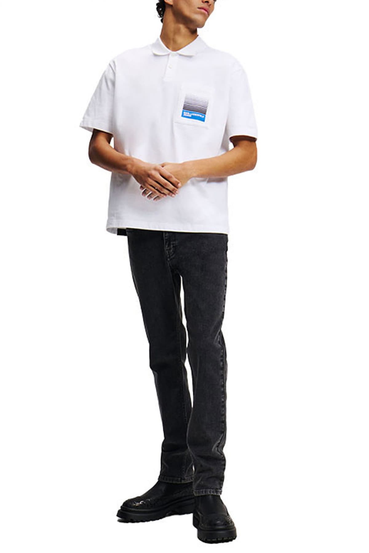 KARL LAGERFELD JEANS POLO ΜΕ ΤΣΕΠΑΚΙ JERSEY RELAXED FIT ΛΕΥΚΟ