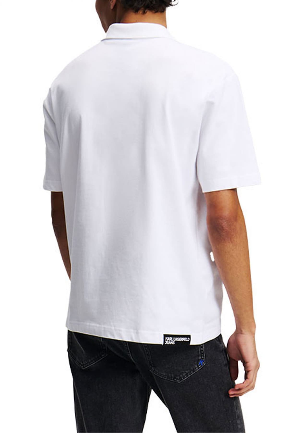 KARL LAGERFELD JEANS POLO ΜΕ ΤΣΕΠΑΚΙ JERSEY RELAXED FIT ΛΕΥΚΟ