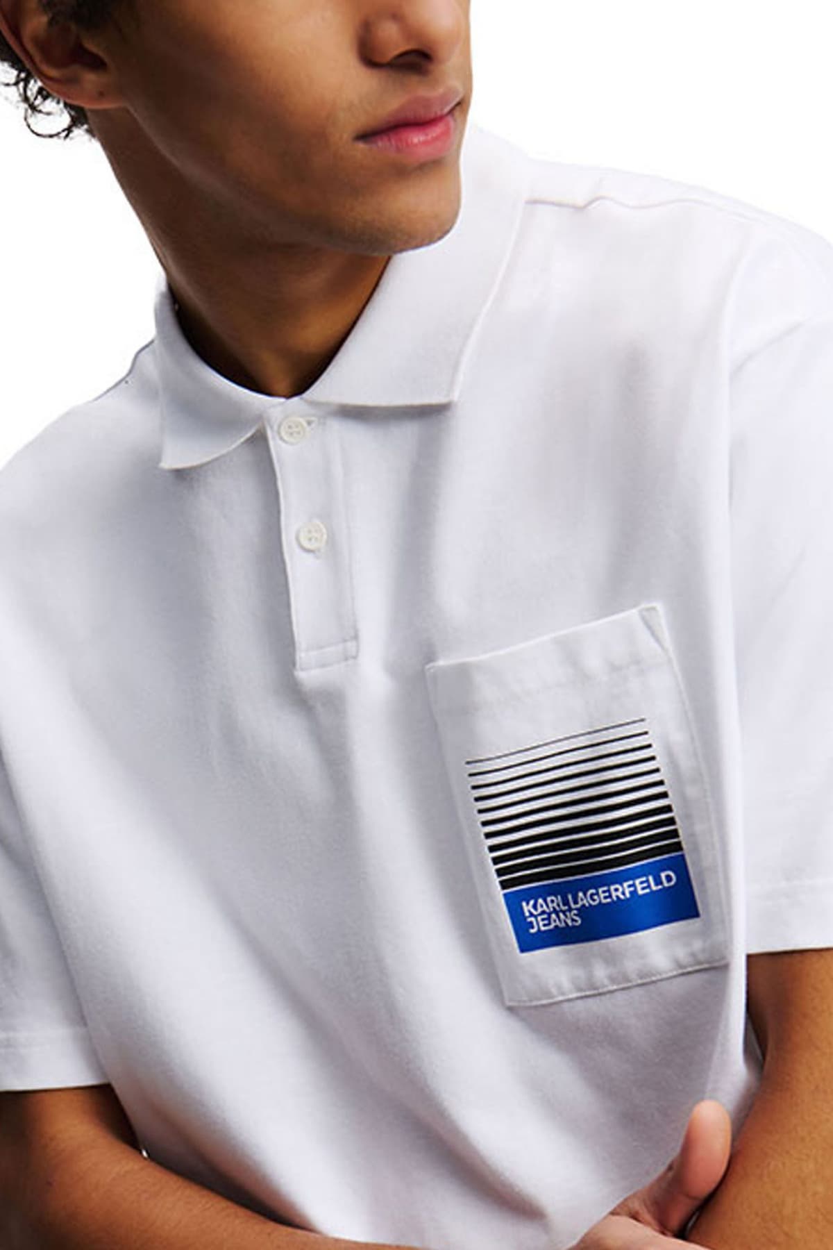 KARL LAGERFELD JEANS POLO ΜΕ ΤΣΕΠΑΚΙ JERSEY RELAXED FIT ΛΕΥΚΟ