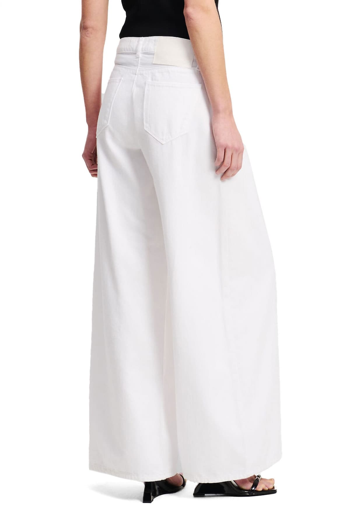 KARL LAGERFELD ΠΑΝΤΕΛΟΝΙ JEANS WIDE LEG WHITE DENIM PANTS LOGO ΛΕΥΚΟ