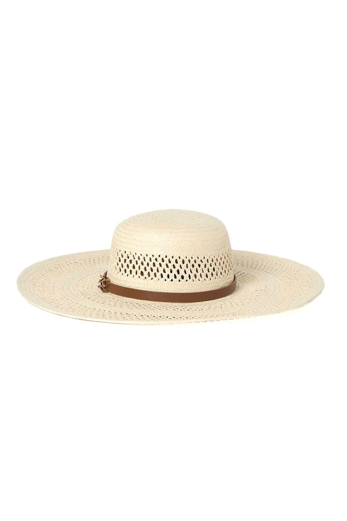 KARL LAGERFELD ΚΑΠΕΛΟ K/AUTOGRAPH BELT STRAW HAT LOGO ΕΚΡΟΥ