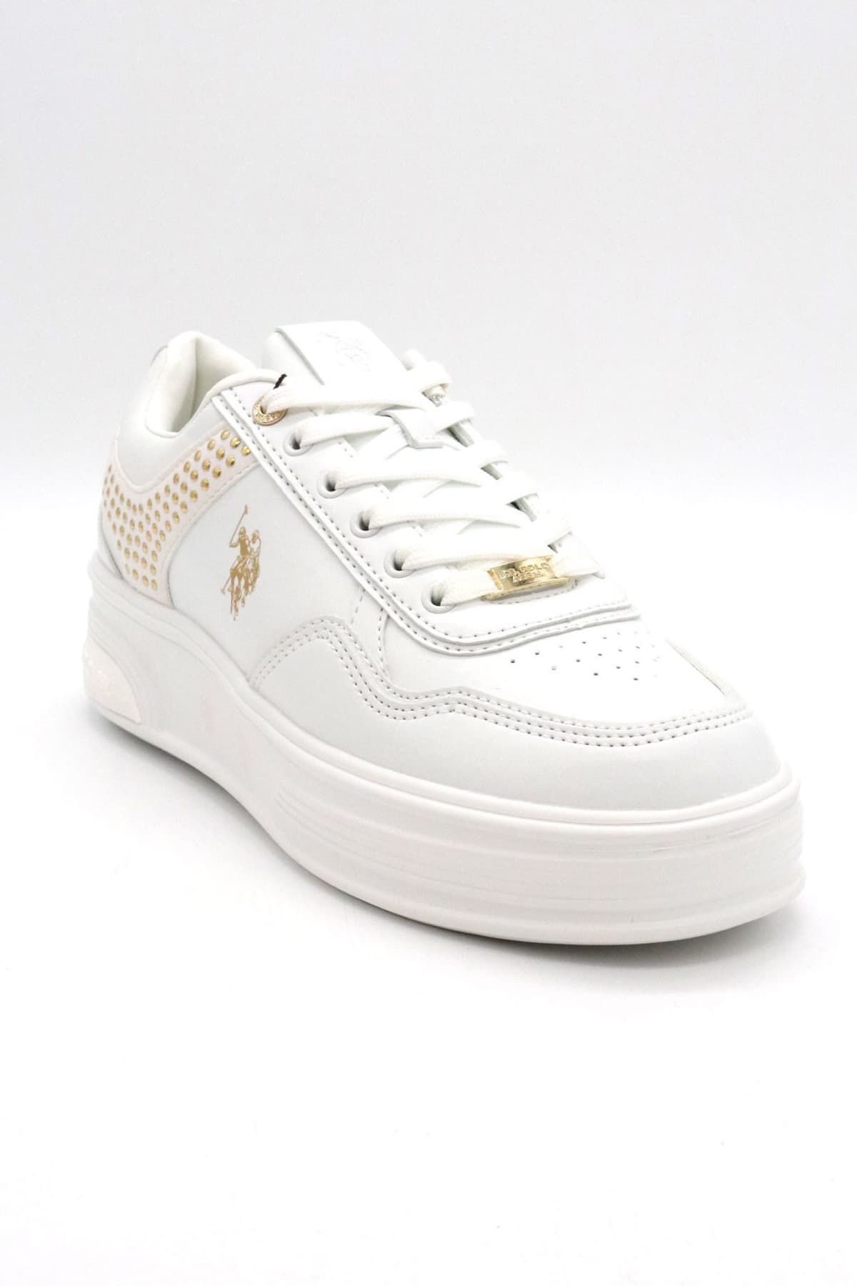 U.S. POLO ASSN. ΠΑΠΟΥΤΣΙΑ SNEAKERS ΧΡΥΣΕΣ ΛΕΠΤΟΜΕΡΕΙΕΣ LOGO ΛΕΥΚΟ