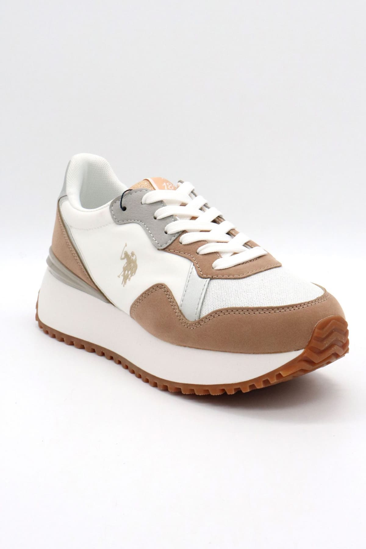 U.S. POLO ASSN. ΠΑΠΟΥΤΣΙΑ SNEAKERS ΣΤΡΑΣ ΣΟΥΕΤ ΛΕΠΤΟΜΕΡΕΙΕΣ LOGO MΠΕΖ/ΛΕΥΚΟ