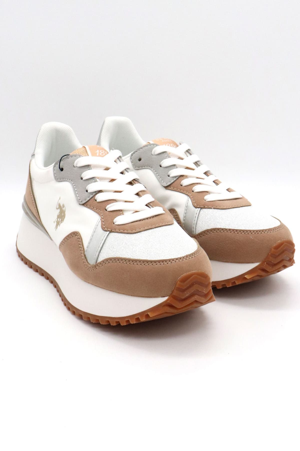 U.S. POLO ASSN. ΠΑΠΟΥΤΣΙΑ SNEAKERS ΣΤΡΑΣ ΣΟΥΕΤ ΛΕΠΤΟΜΕΡΕΙΕΣ LOGO MΠΕΖ/ΛΕΥΚΟ